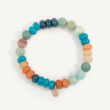 Orange Blue and Green Golden Hour Gemstone Bead Bracelet - 8MM
