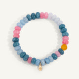 Orange Blue and Pink Golden Hour Gemstone Bead Bracelet - 8MM
