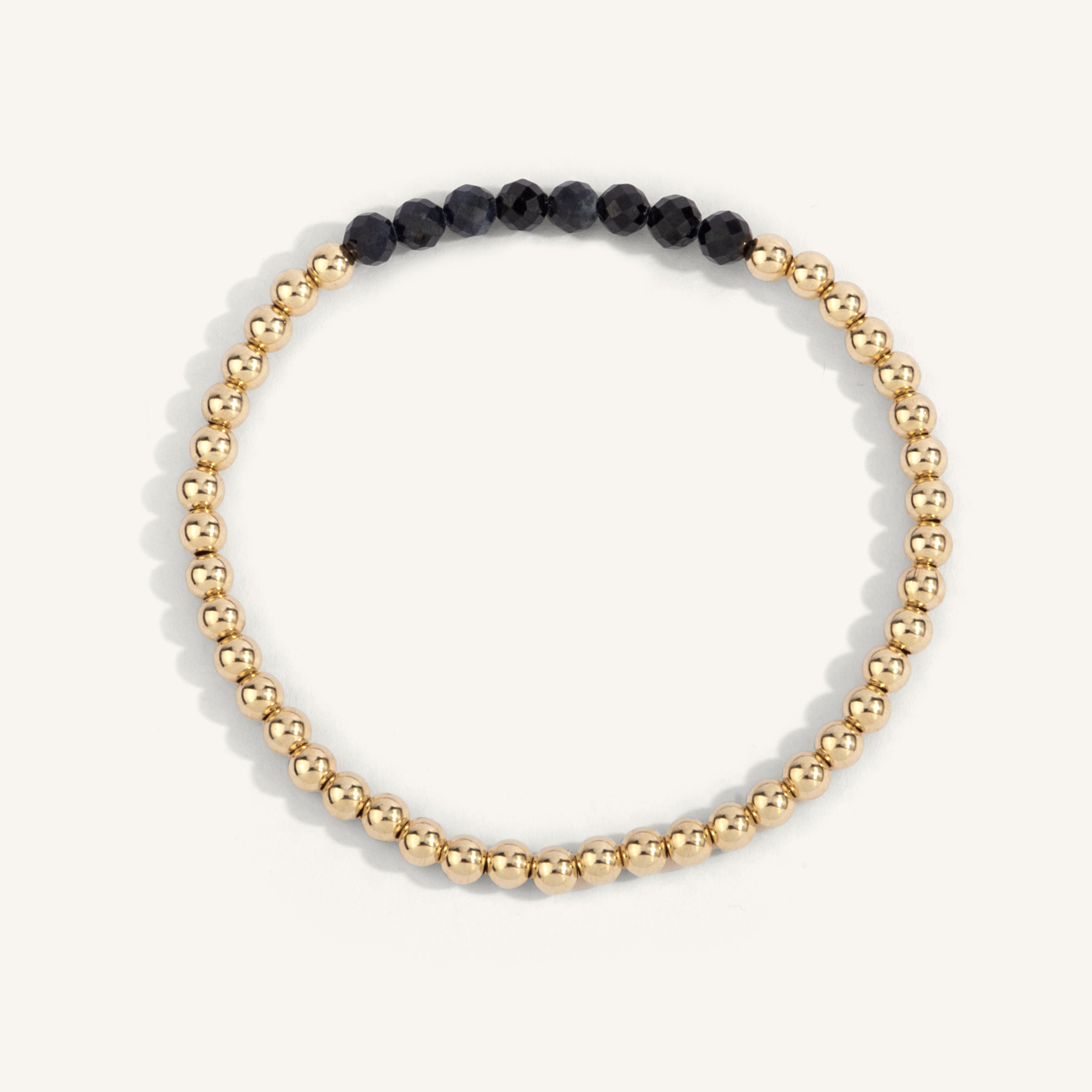 Sapphire September Birthstone Bar Bead Bracelet - 4MM