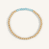 Blue Topaz December Birthstone Bar Bead Bracelet - 4MM