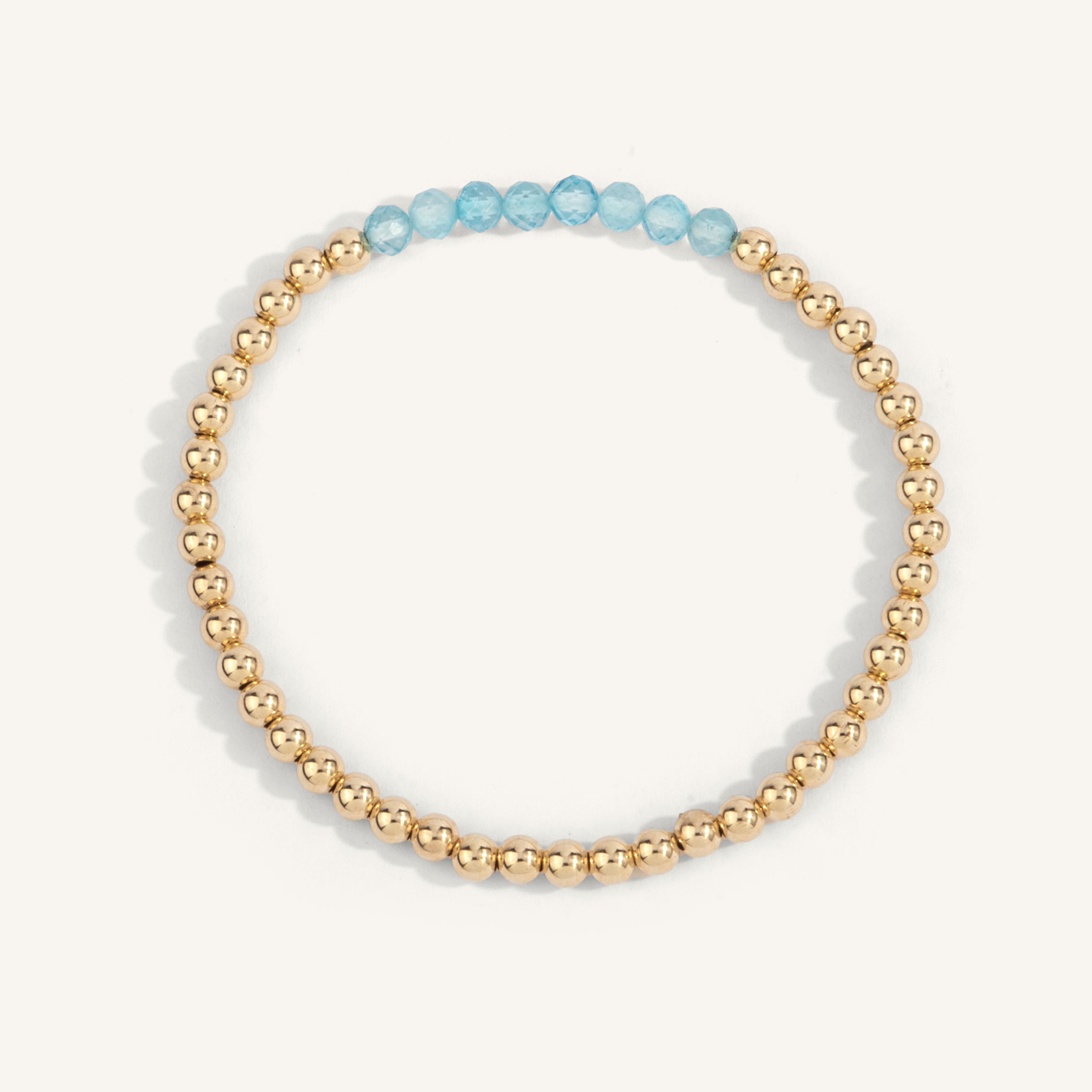 Blue Topaz December Birthstone Bar Bead Bracelet - 4MM