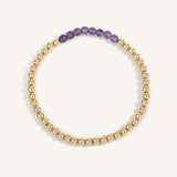Amethyst February Birthstone Bar Bead Bracelet - 4MM