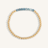 Aquamarine March Birthstone Bar Bead Bracelet - 4MM 