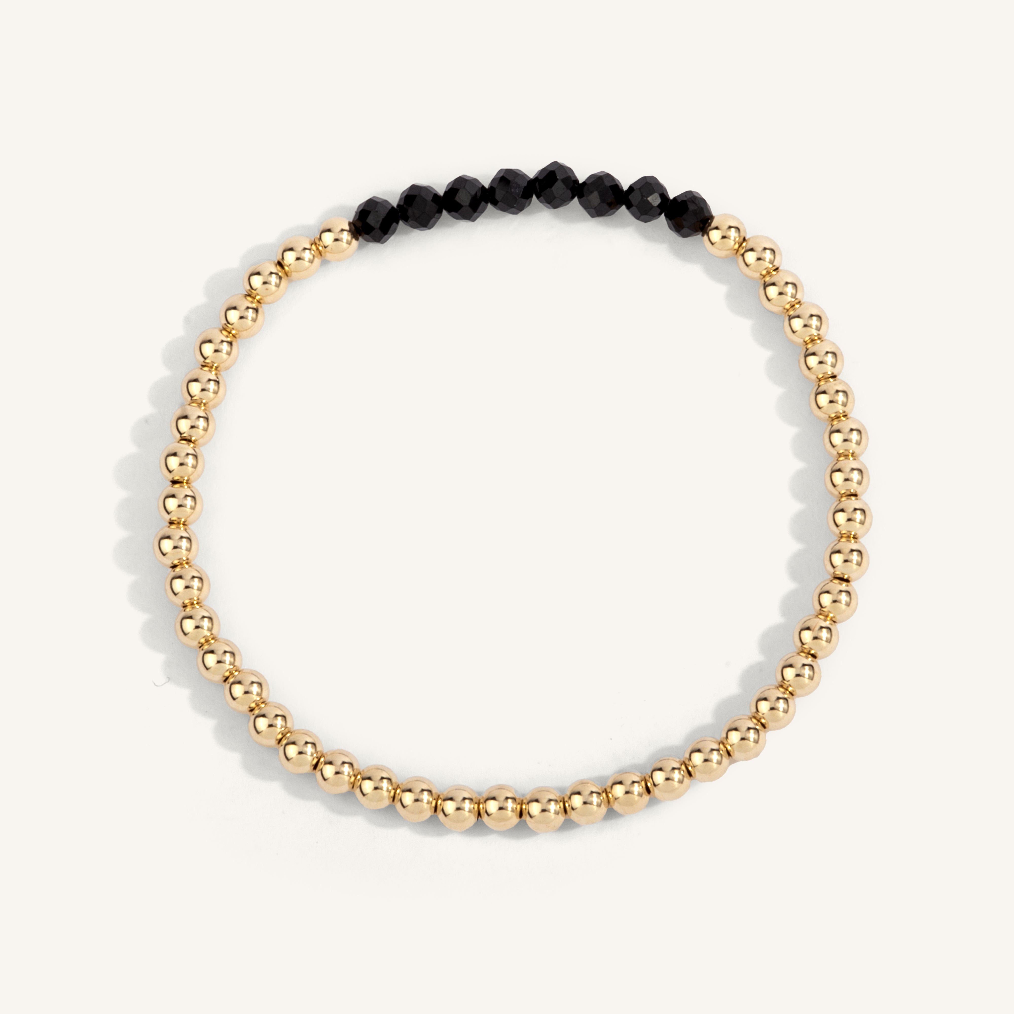 Black Spinel Bar Bead Bracelet - 4MM