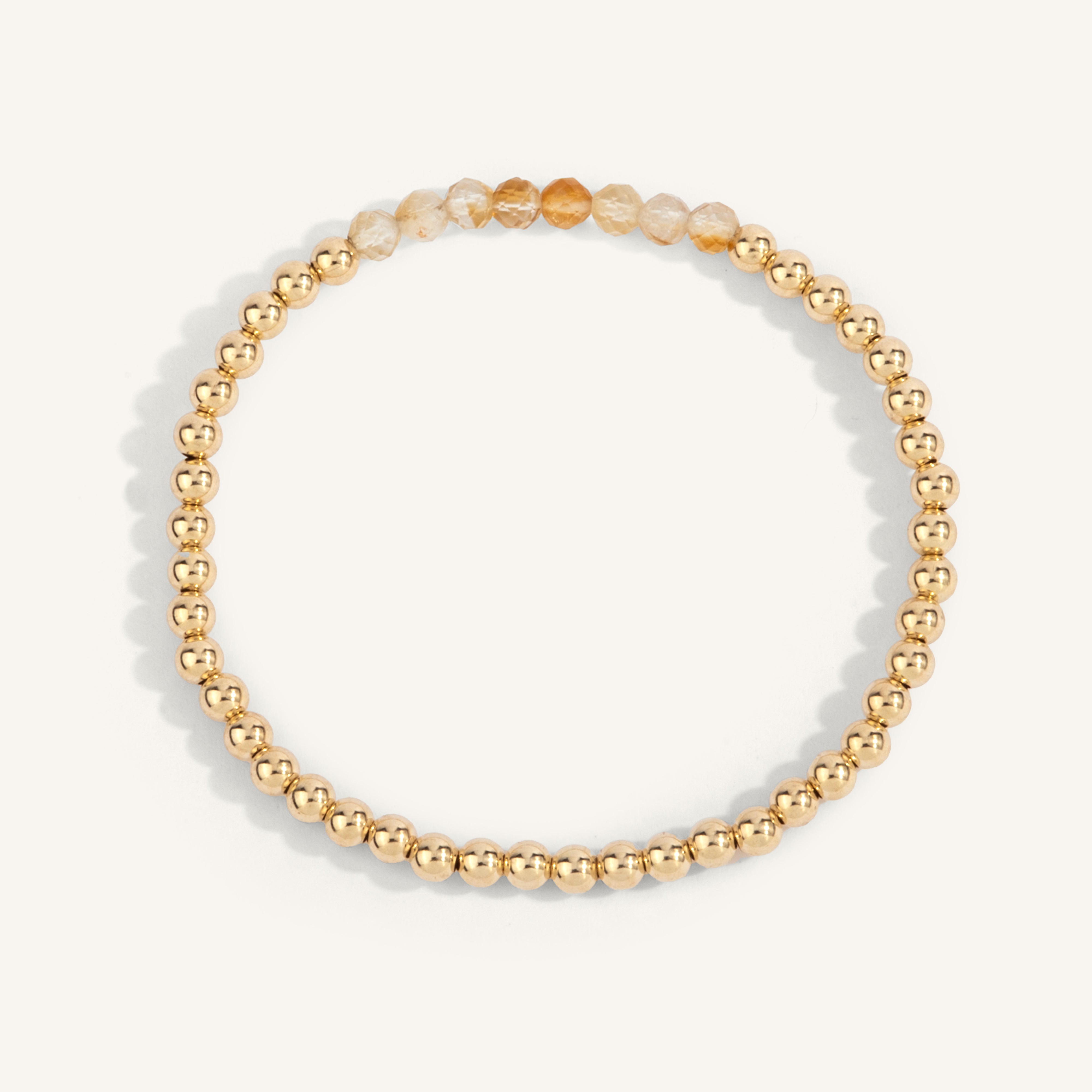 Citrine November Birthstone Bar Bead Bracelet - 4MM