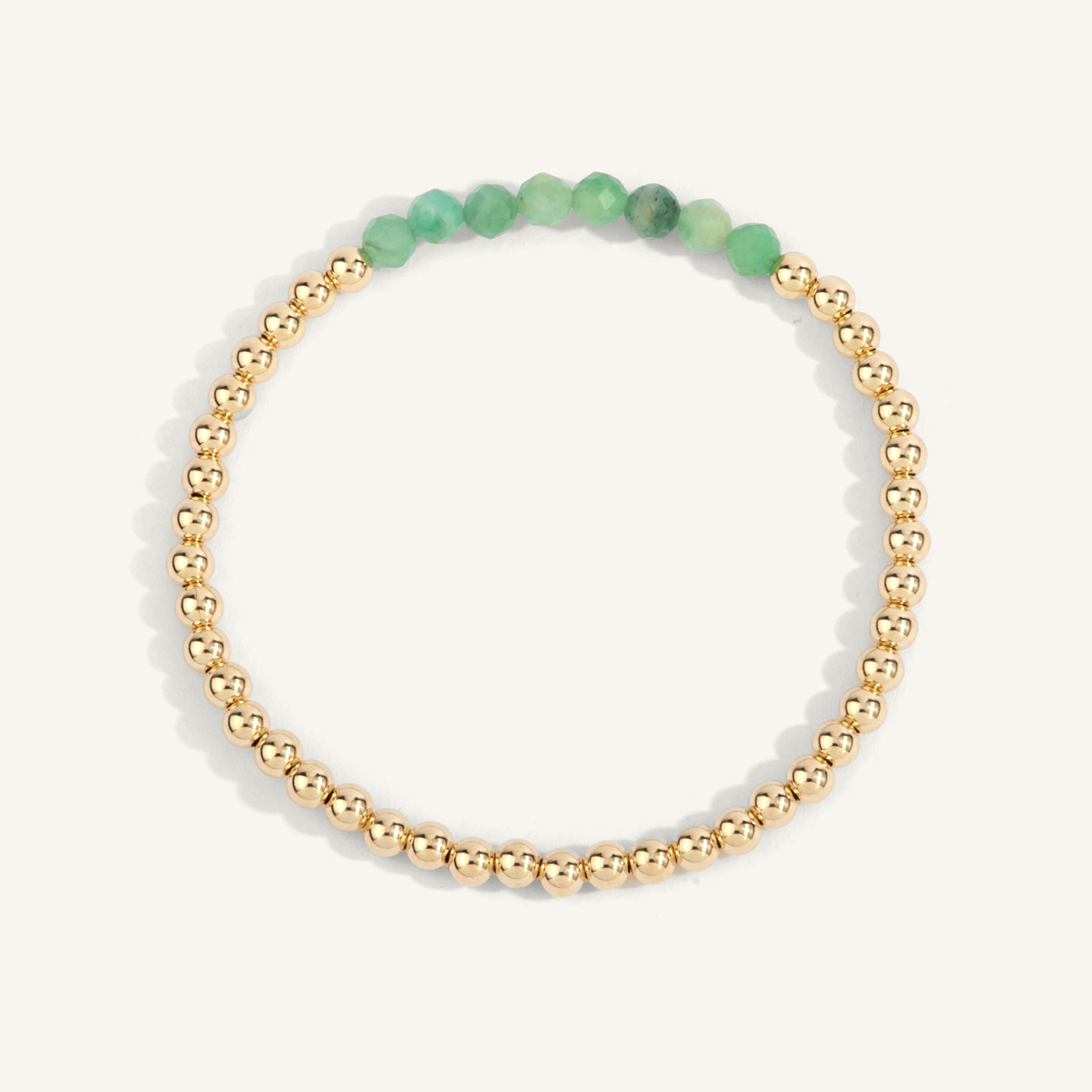 Emerald May Birthstone Bar Bead Bracelet - 4MM