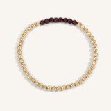 Garnet January Birthstone Bar Bead Bracelet - 4MM