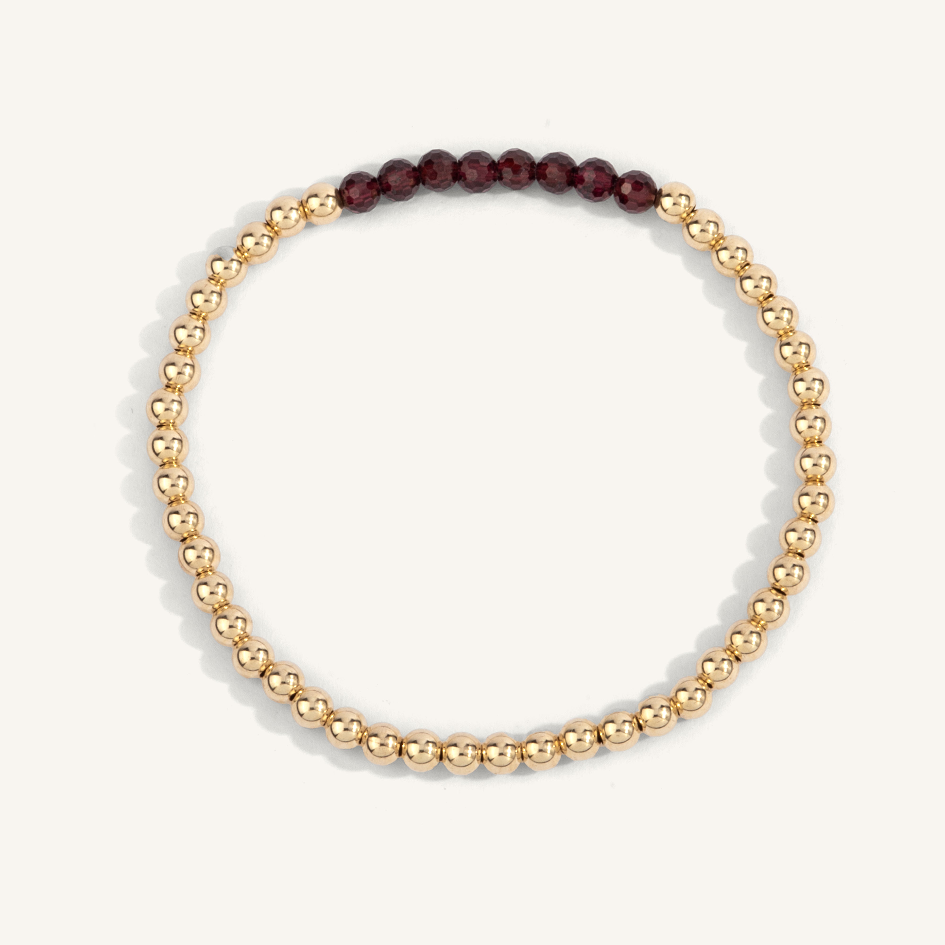 Garnet January Birthstone Bar Bead Bracelet - 4MM