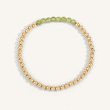 Peridot August Birthstone Bar Bead Bracelet - 4MM