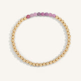 Ruby July Birthstone Bar Bead Bracelet - 4MM