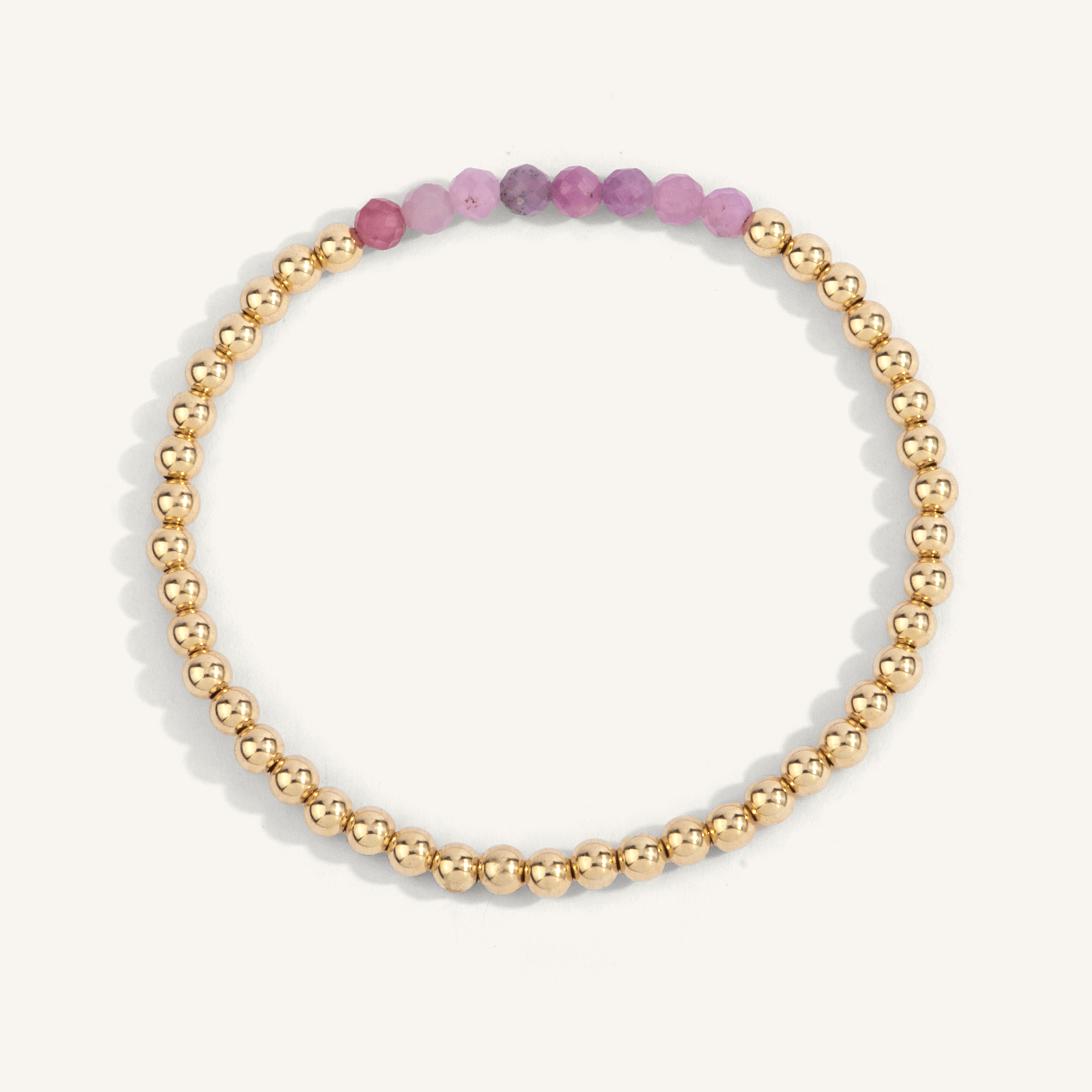 Ruby July Birthstone Bar Bead Bracelet - 4MM