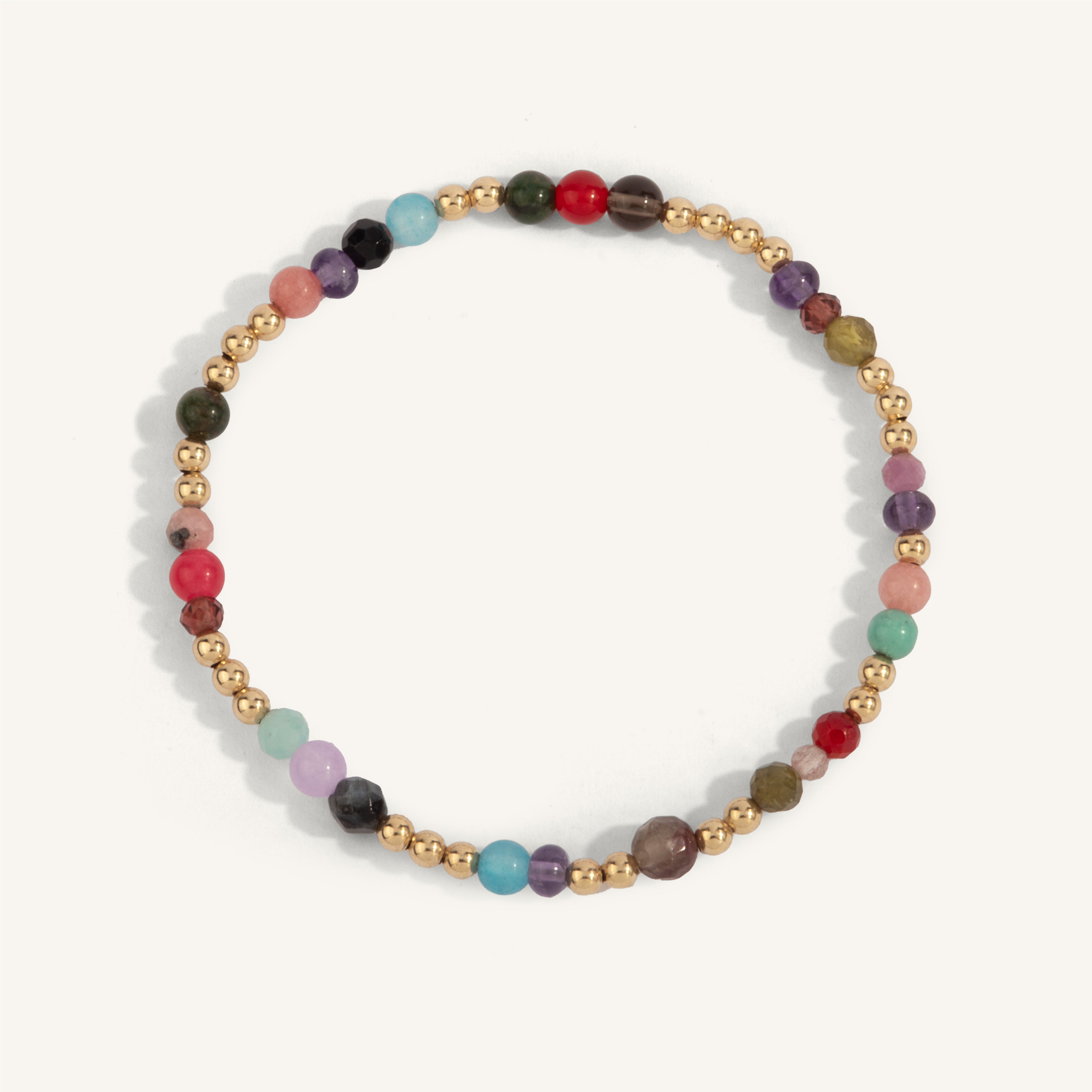 Mixed Gemstone & 14kt Gold Filled Journey Bead Bracelet - 3MM