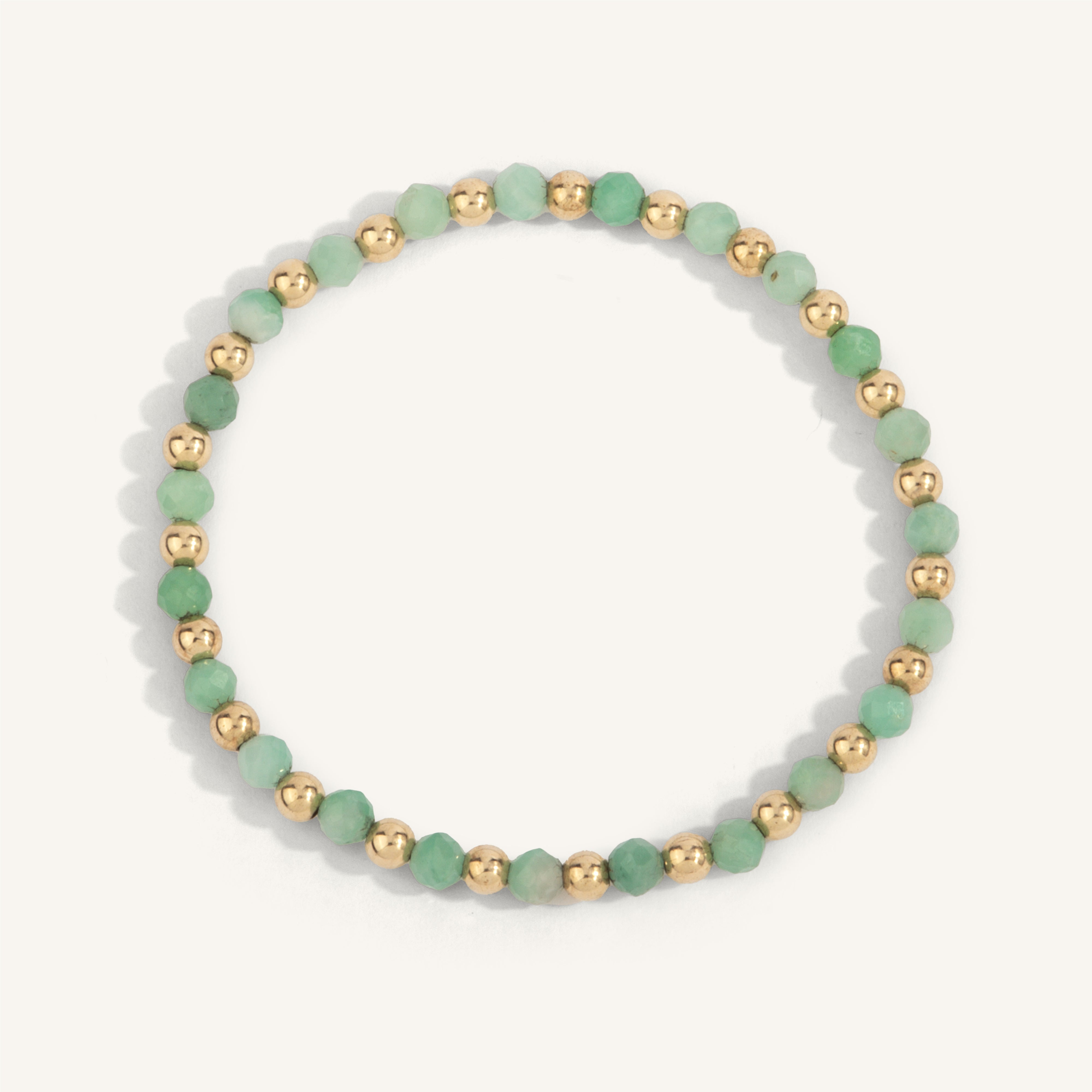 Emerald & 14kt Gold Filled Harmony Gemstone Bead Bracelet - 4MM