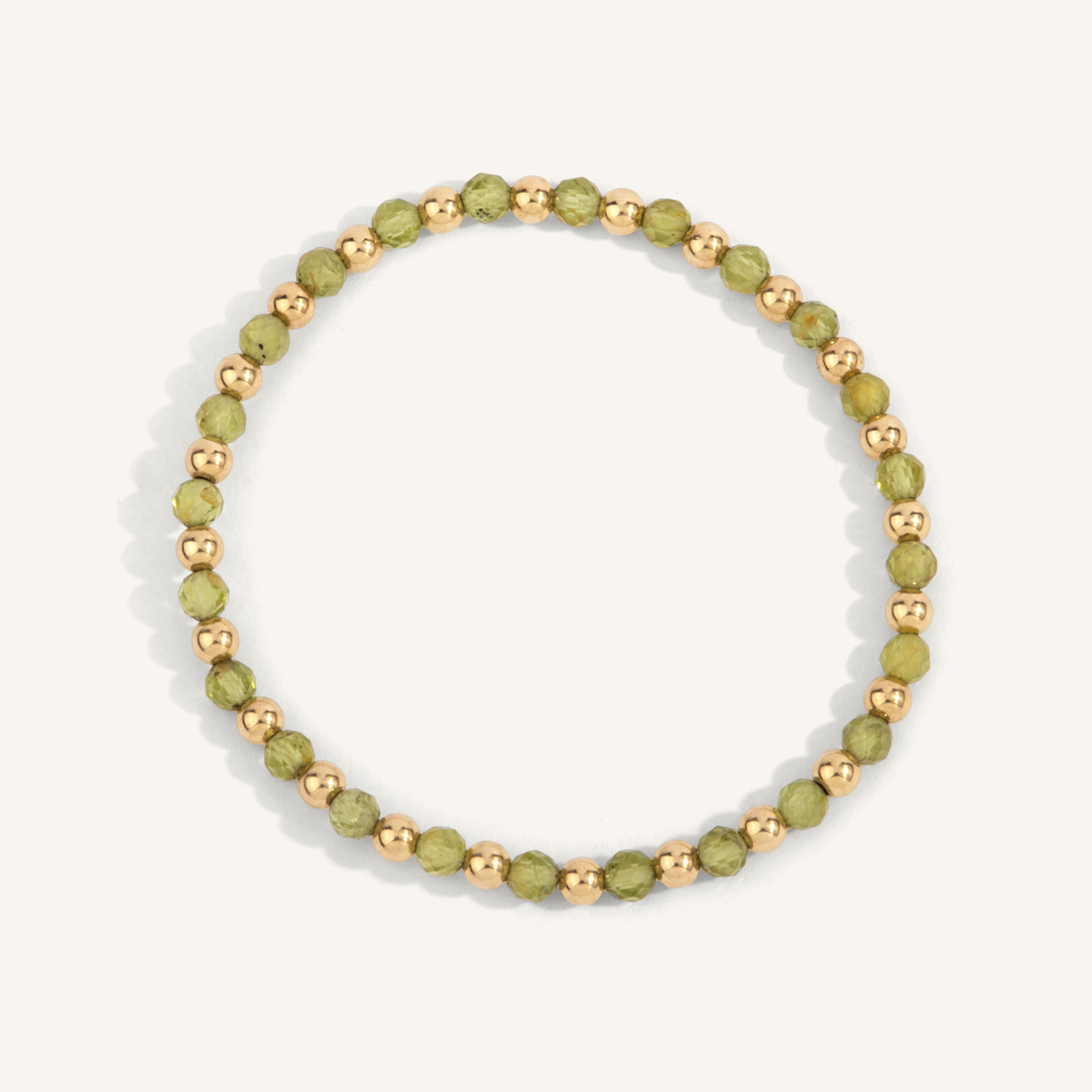 Peridot & 14kt Gold Filled Harmony Gemstone Bead Bracelet - 4MM