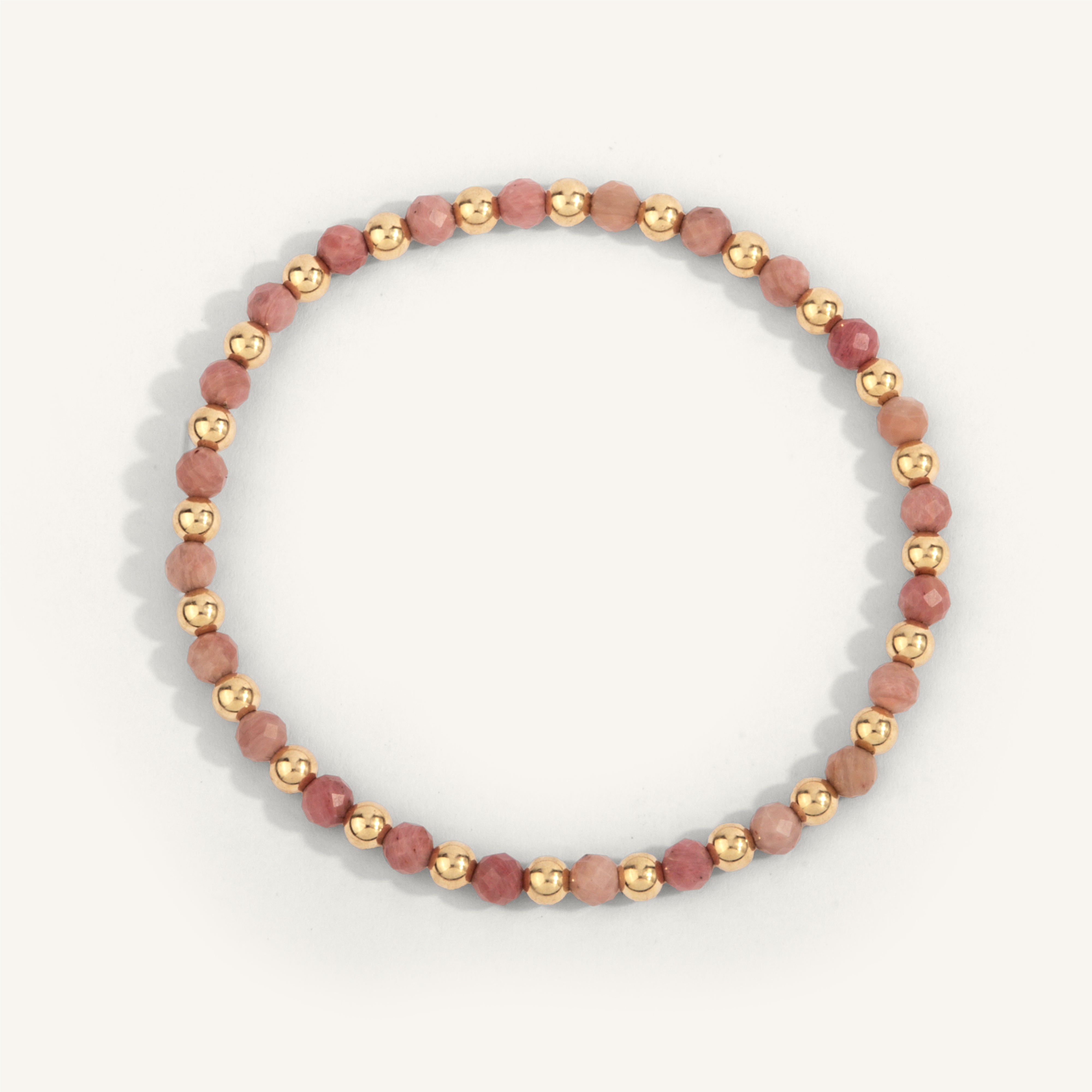 Rhodonite & 14kt Gold Filled Harmony Gemstone Bead Bracelet - 4MM
