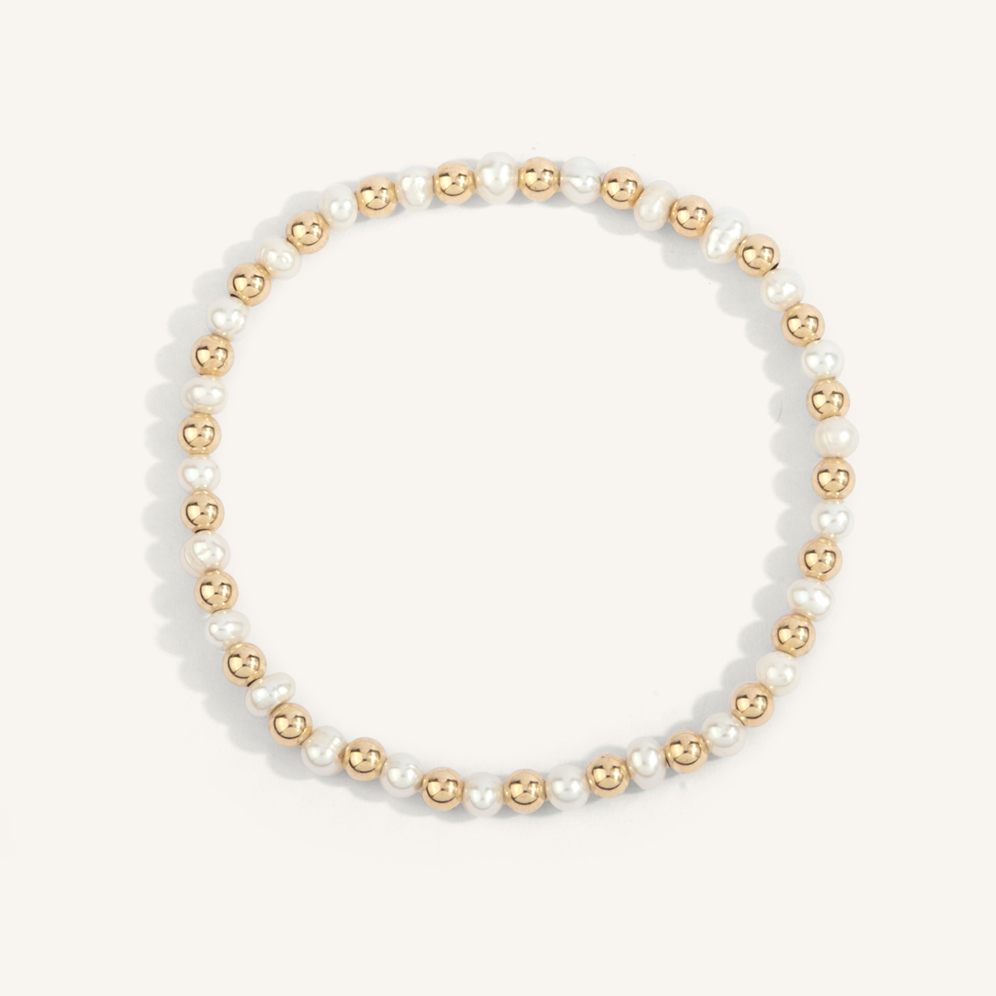 Pearl & 14kt Gold Filled Harmony Gemstone Bead Bracelet - 4MM