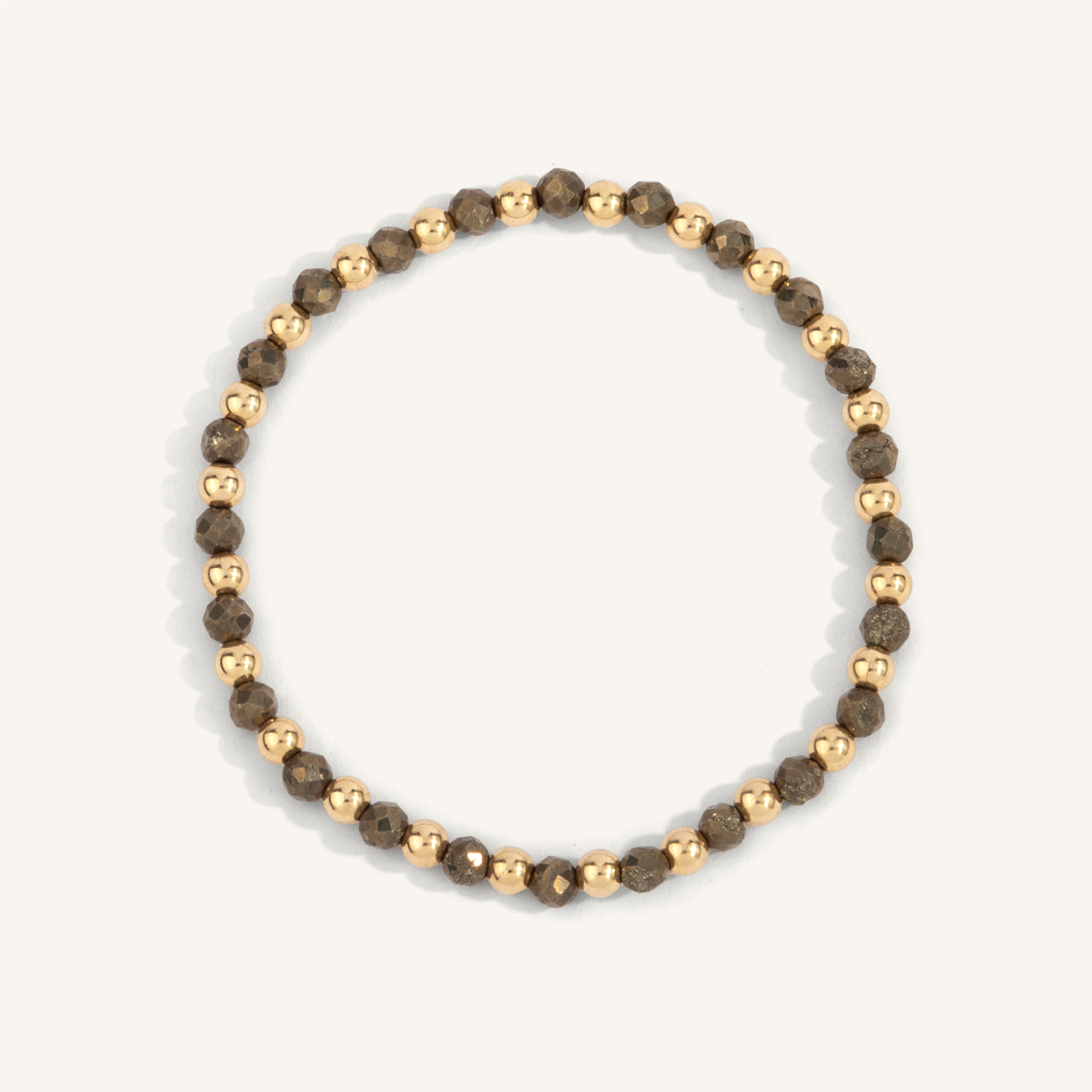 Pyrite & 14kt Gold Filled Harmony Gemstone Bead Bracelet - 4MM