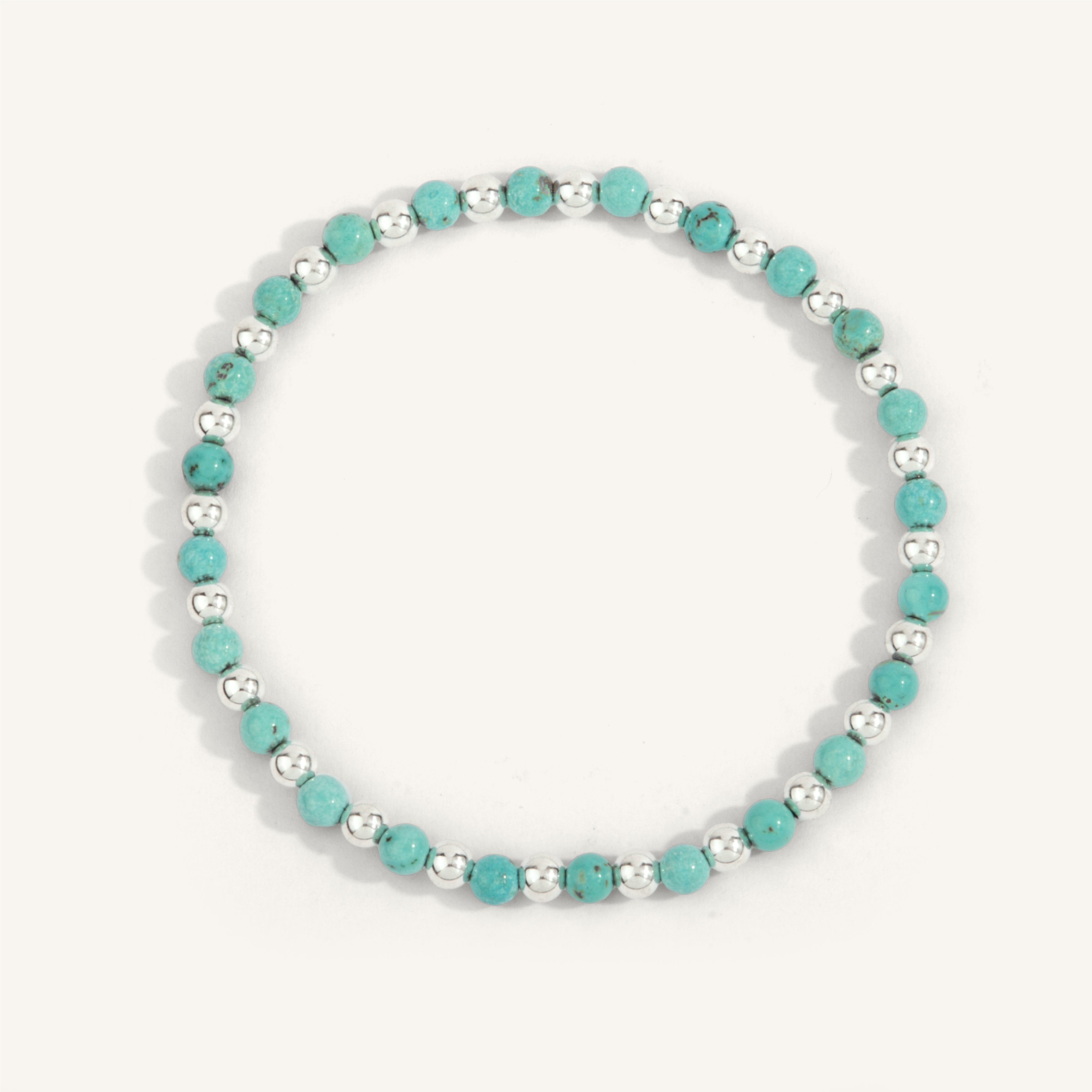 Blue Howlite & Sterling Silver Harmony Gemstone Bead Bracelet - 4MM