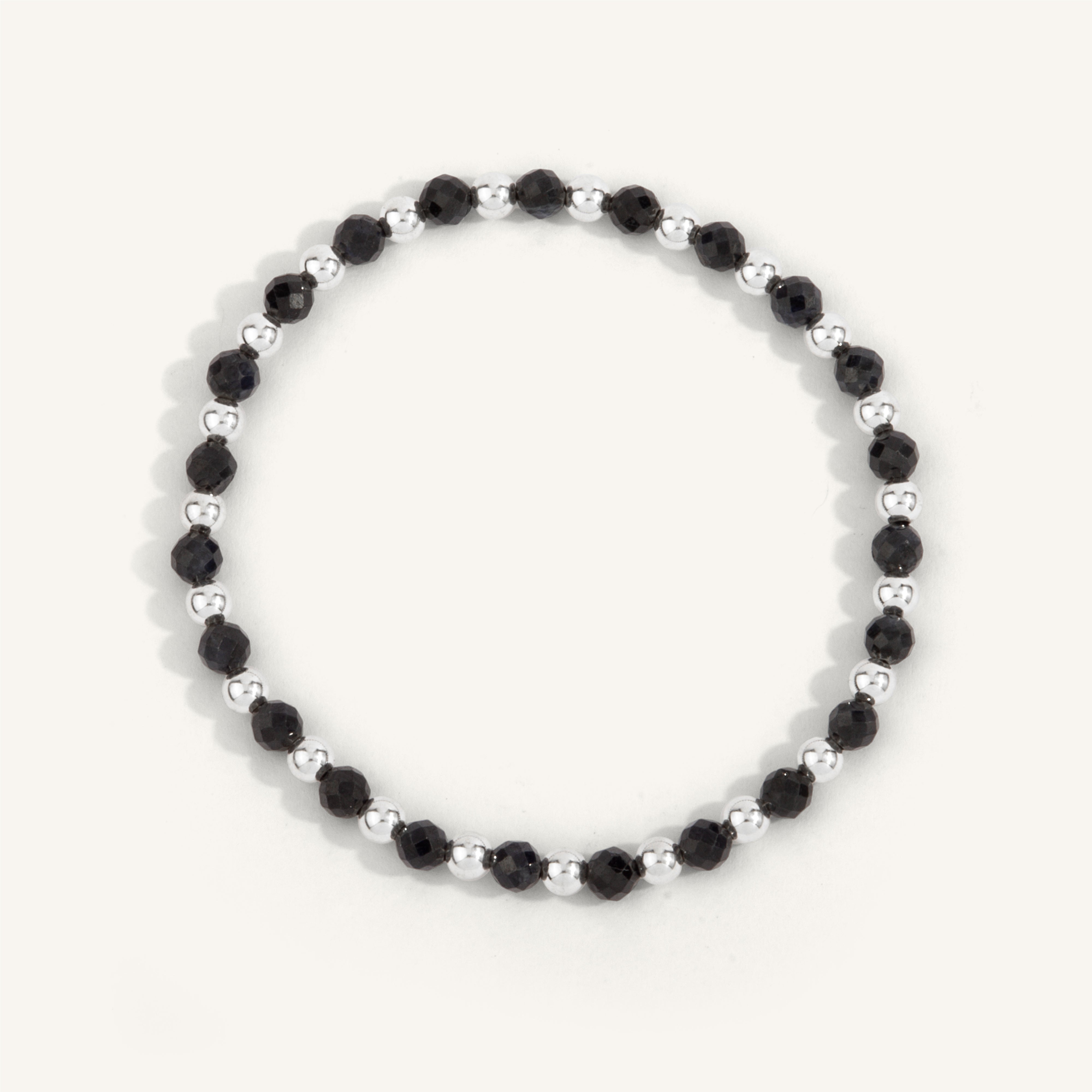 Sapphire & Sterling Silver Harmony Gemstone Bead Bracelet - 4MM