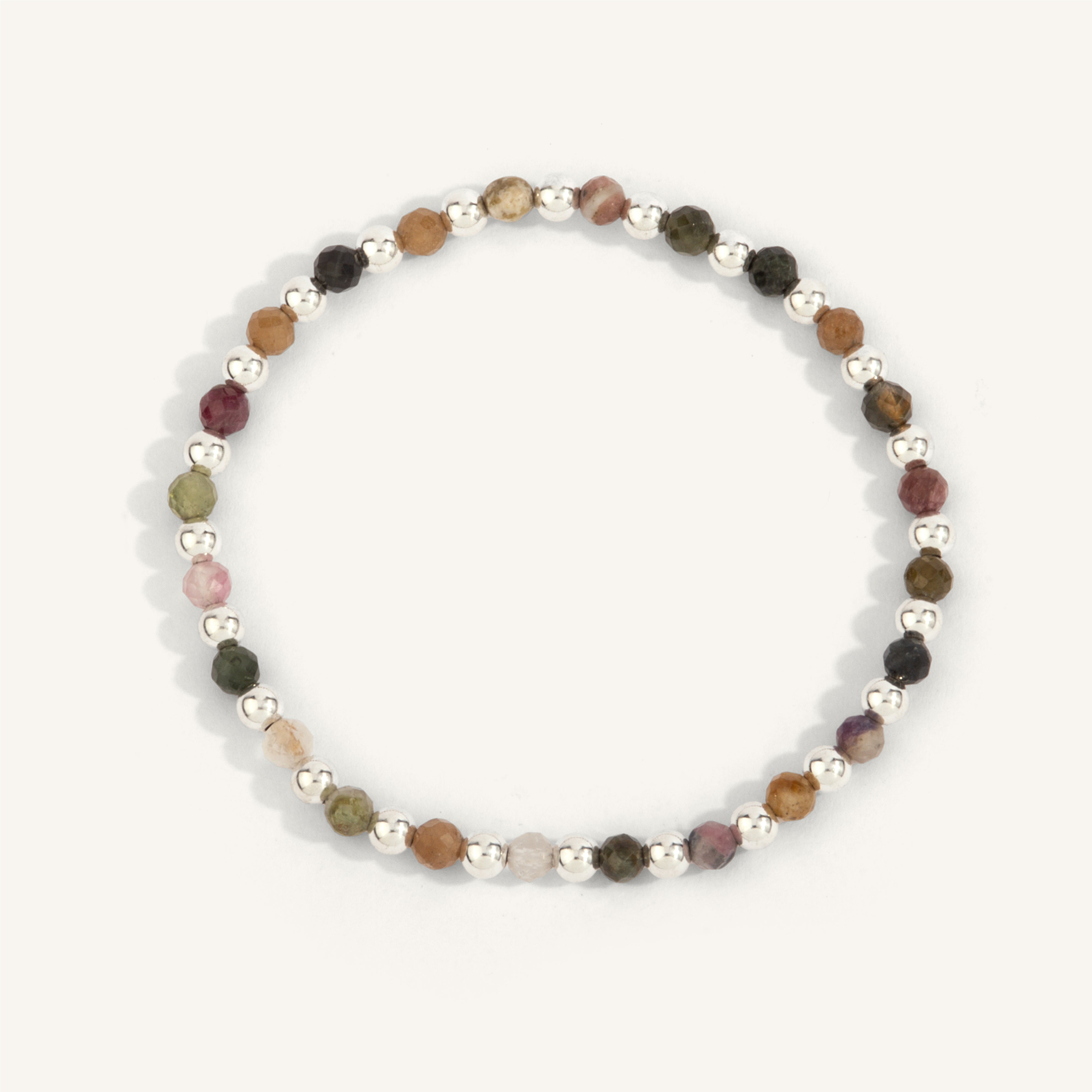 Tourmaline & Sterling Silver Harmony Gemstone Bead Bracelet - 4MM