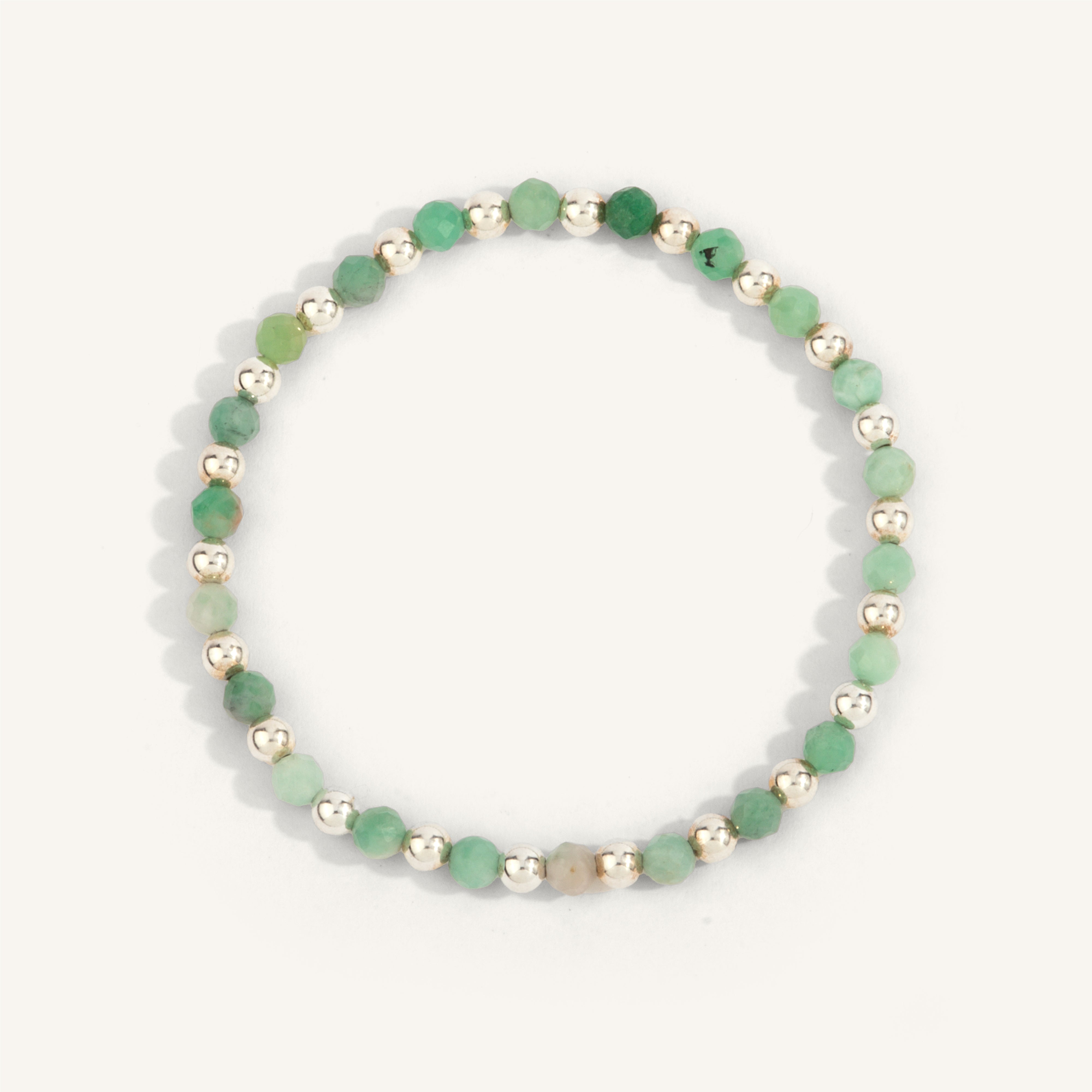 Emerald & Sterling Silver Harmony Gemstone Bead Bracelet - 4MM