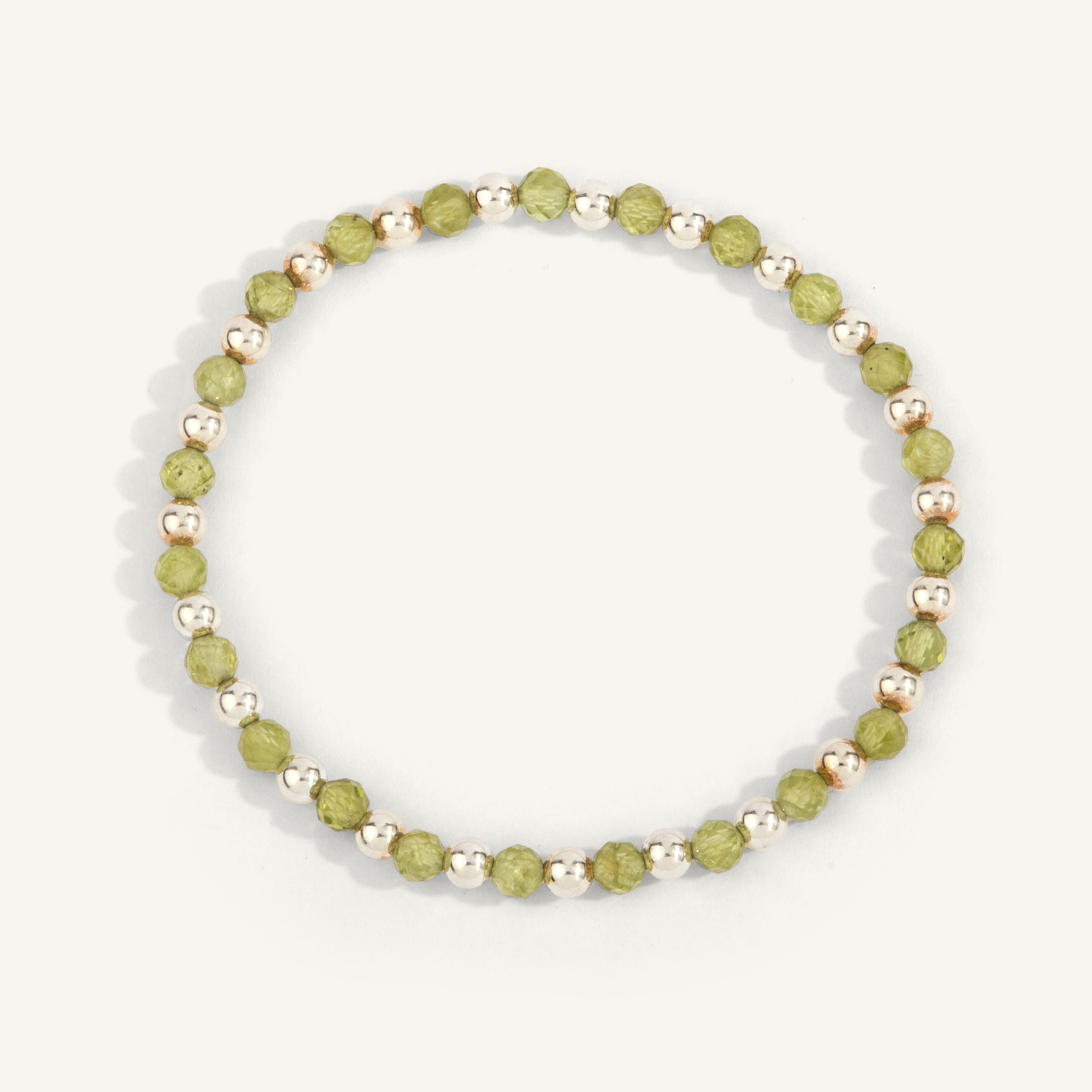 Peridot & Sterling Silver Harmony Gemstone Bead Bracelet - 4MM