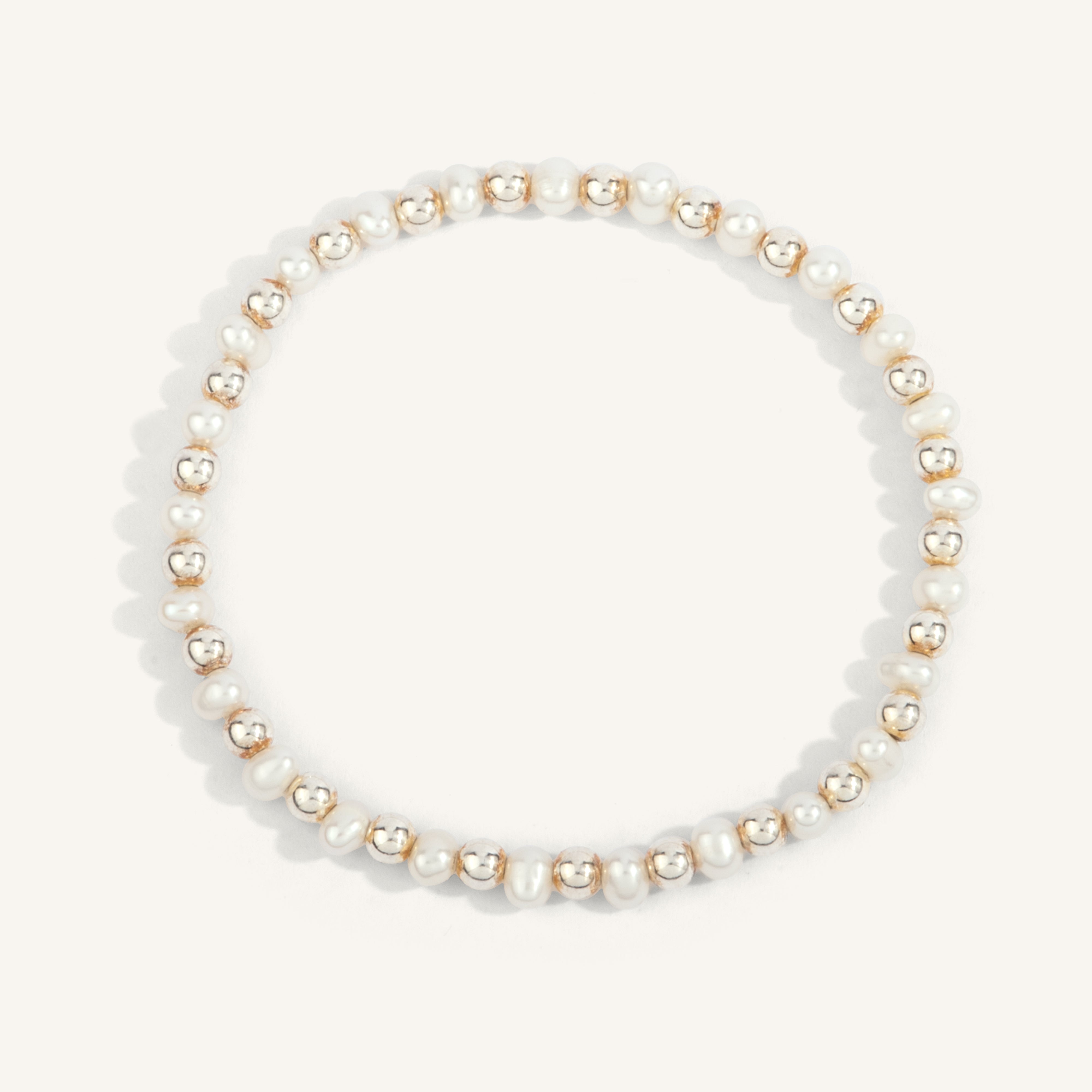 Pearl & Sterling Silver Harmony Gemstone Bead Bracelet - 4MM