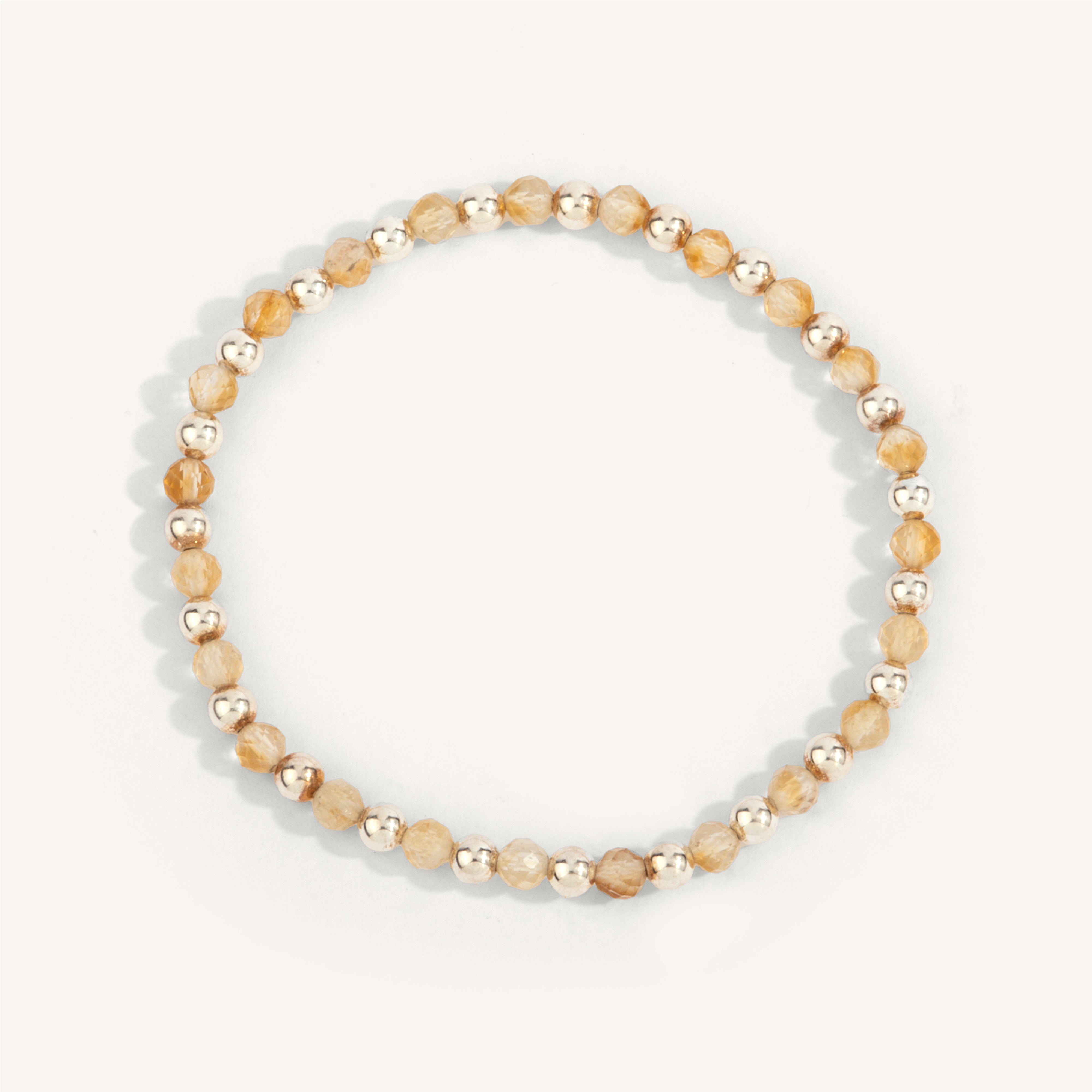 Citrine & Sterling Silver Harmony Gemstone Bead Bracelet - 4MM