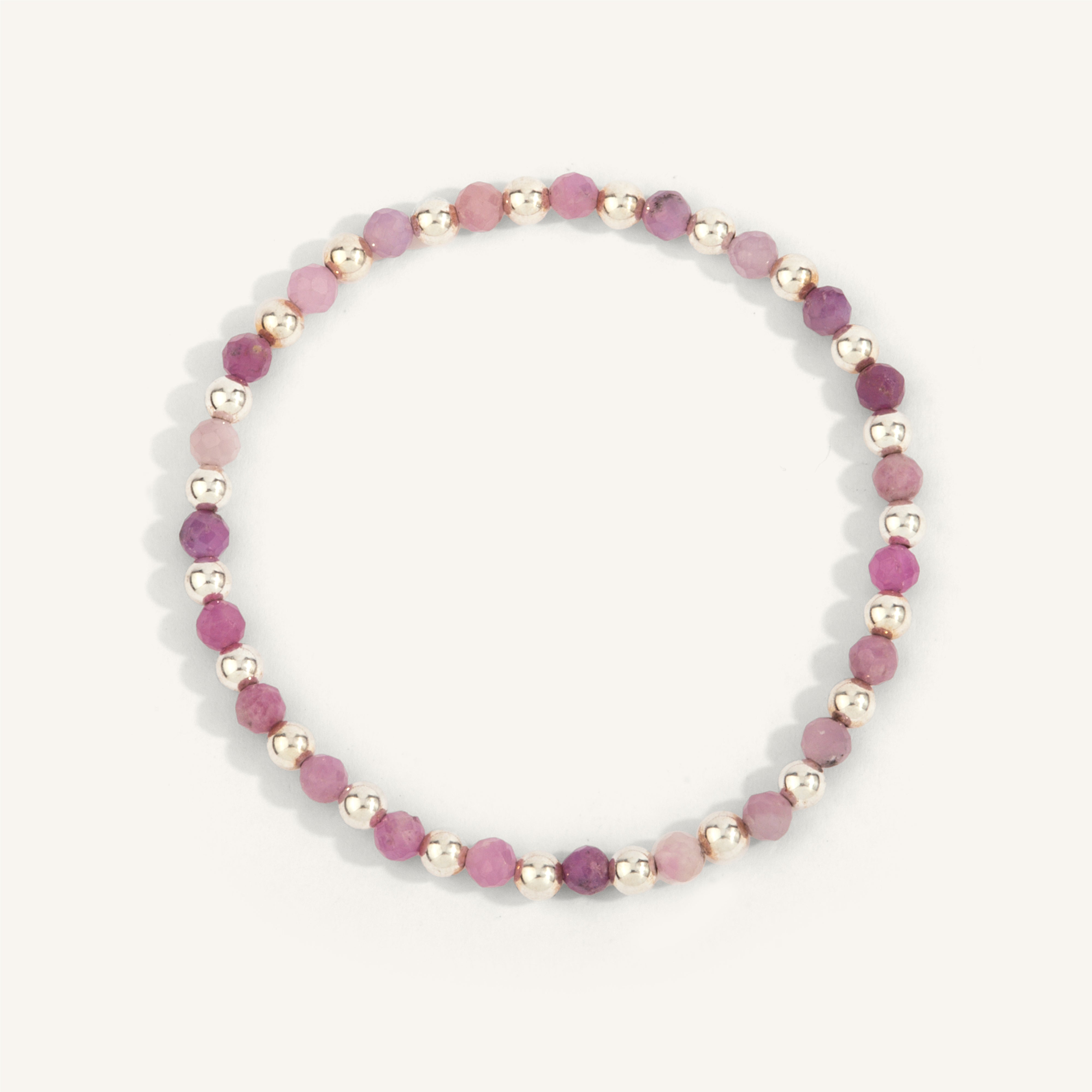 Ruby & Sterling Silver Harmony Gemstone Bead Bracelet - 4MM