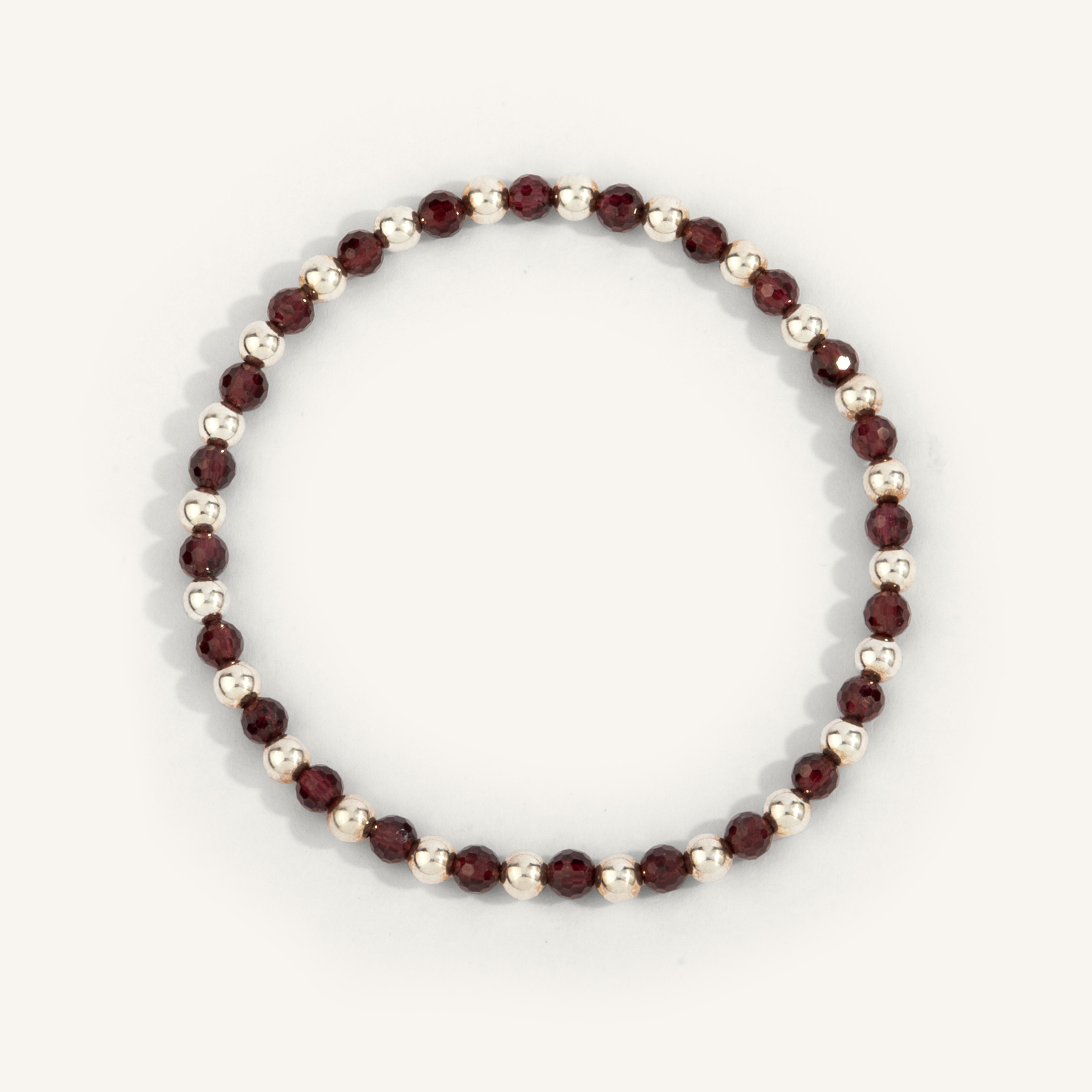 Garnet & Sterling Silver Harmony Gemstone Bead Bracelet - 4MM