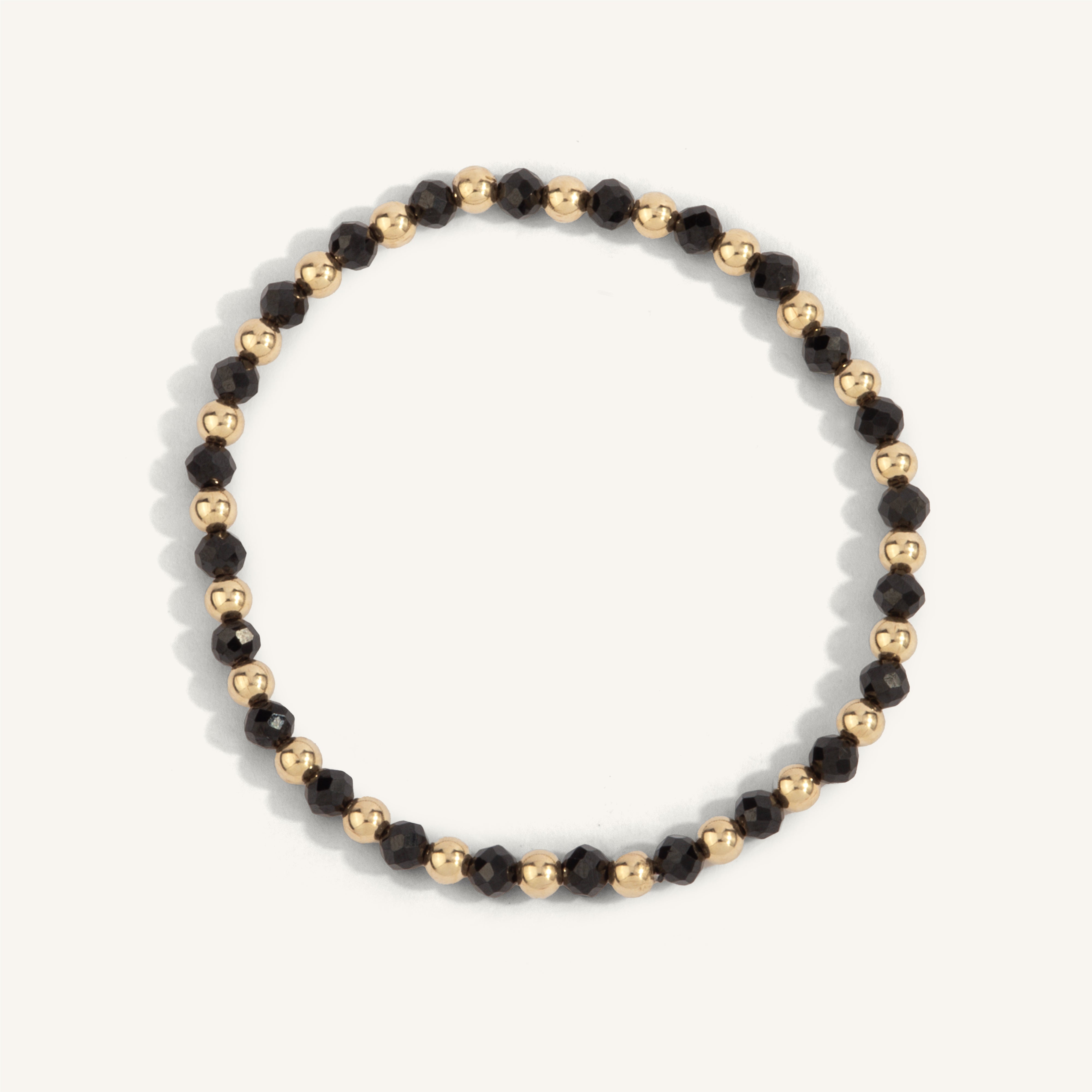 Black Spinel & 14kt Gold Filled Harmony Gemstone Bead Bracelet - 4MM