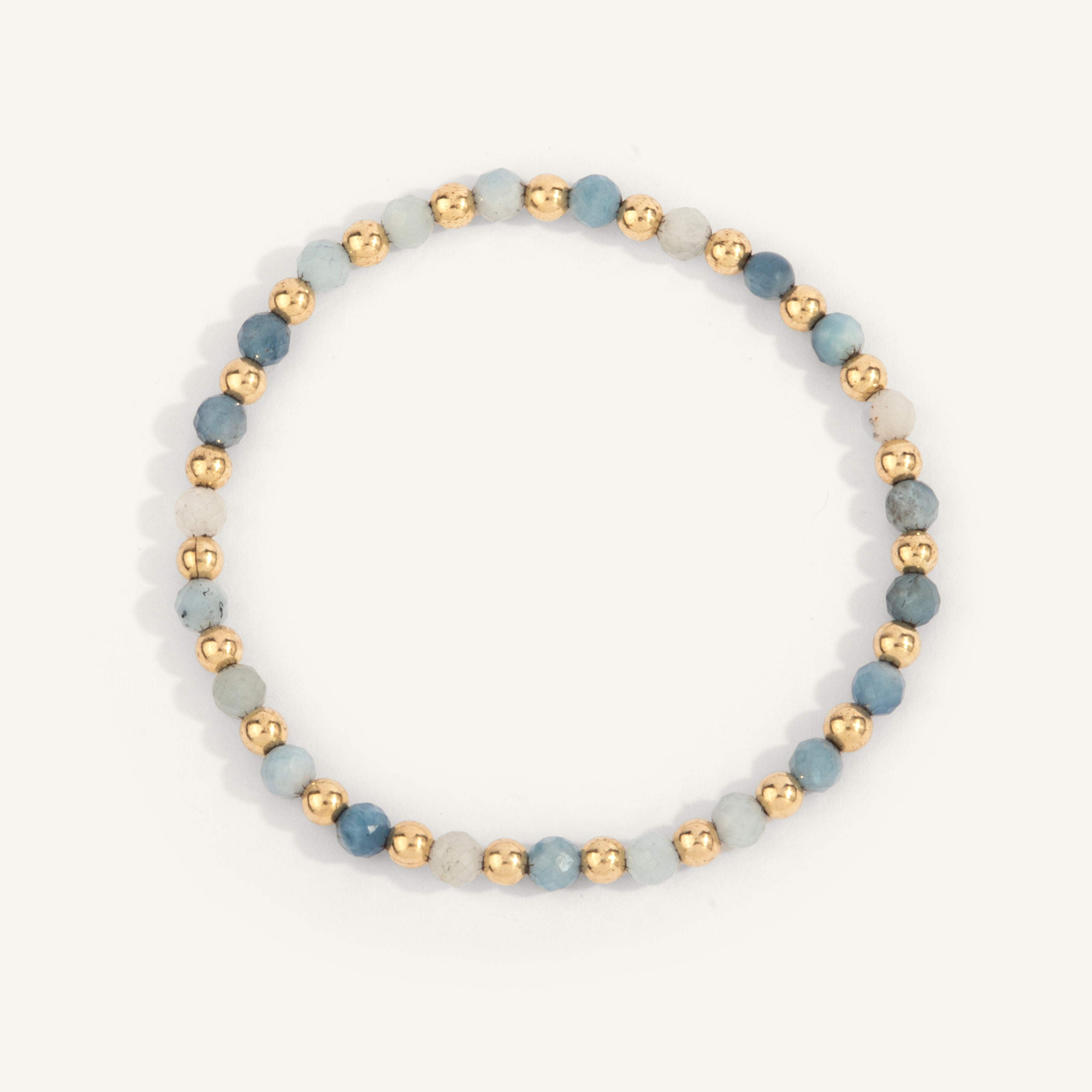 Aquamarine & 14kt Gold Filled Harmony Gemstone Bead Bracelet - 4MM