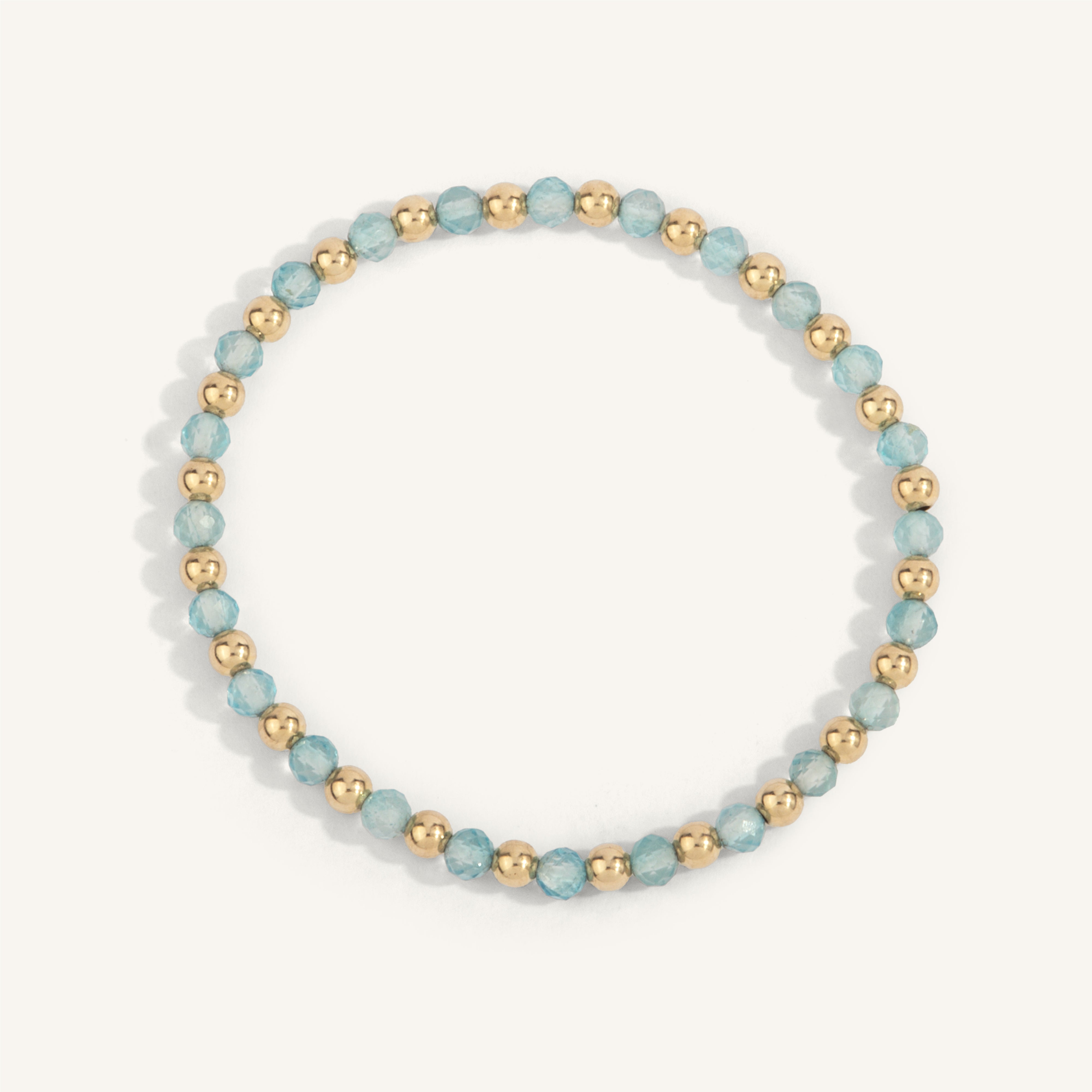 Blue Topaz & 14kt Gold Filled Harmony Gemstone Bead Bracelet - 4MM