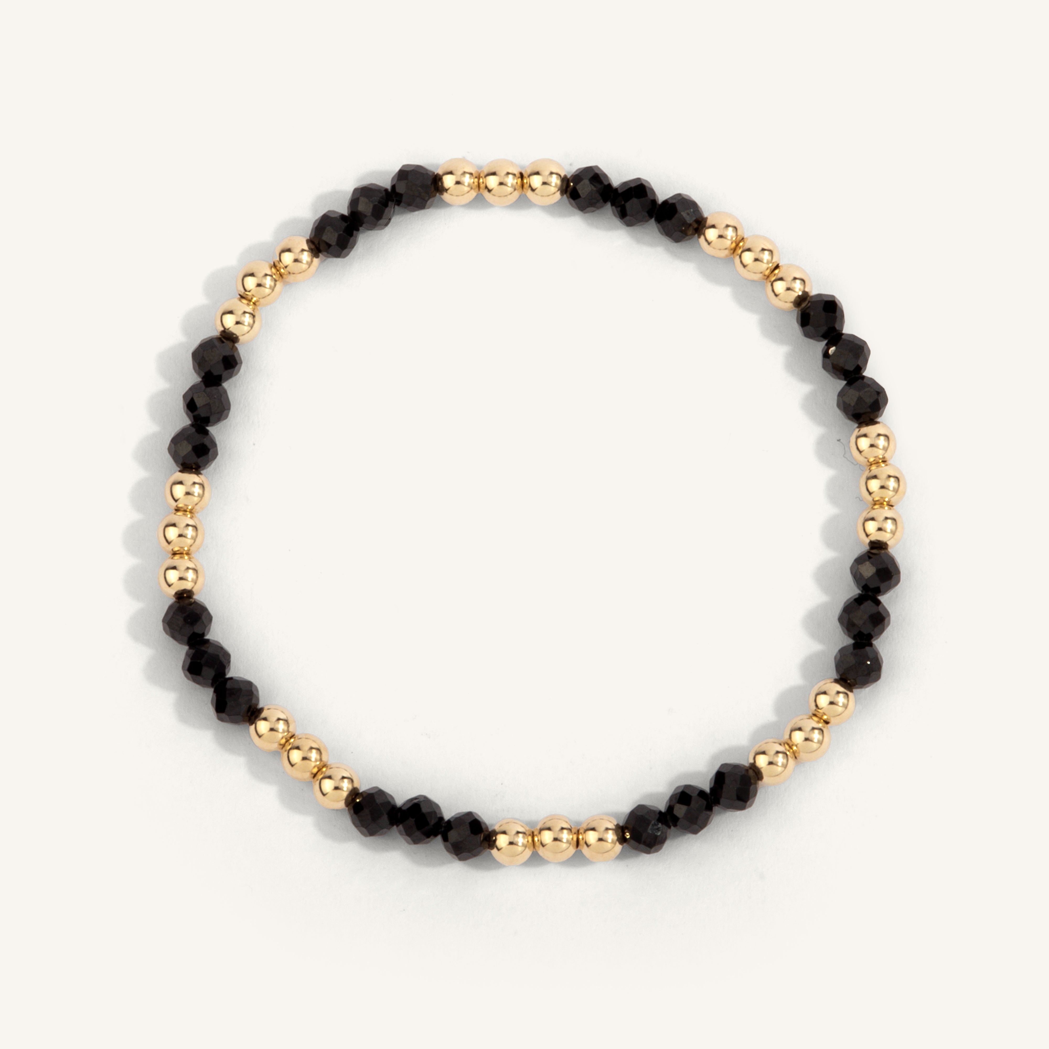 Black Spinel & 14kt Gold Filled Shine Bright Remix Bead Bracelet - 4MM
