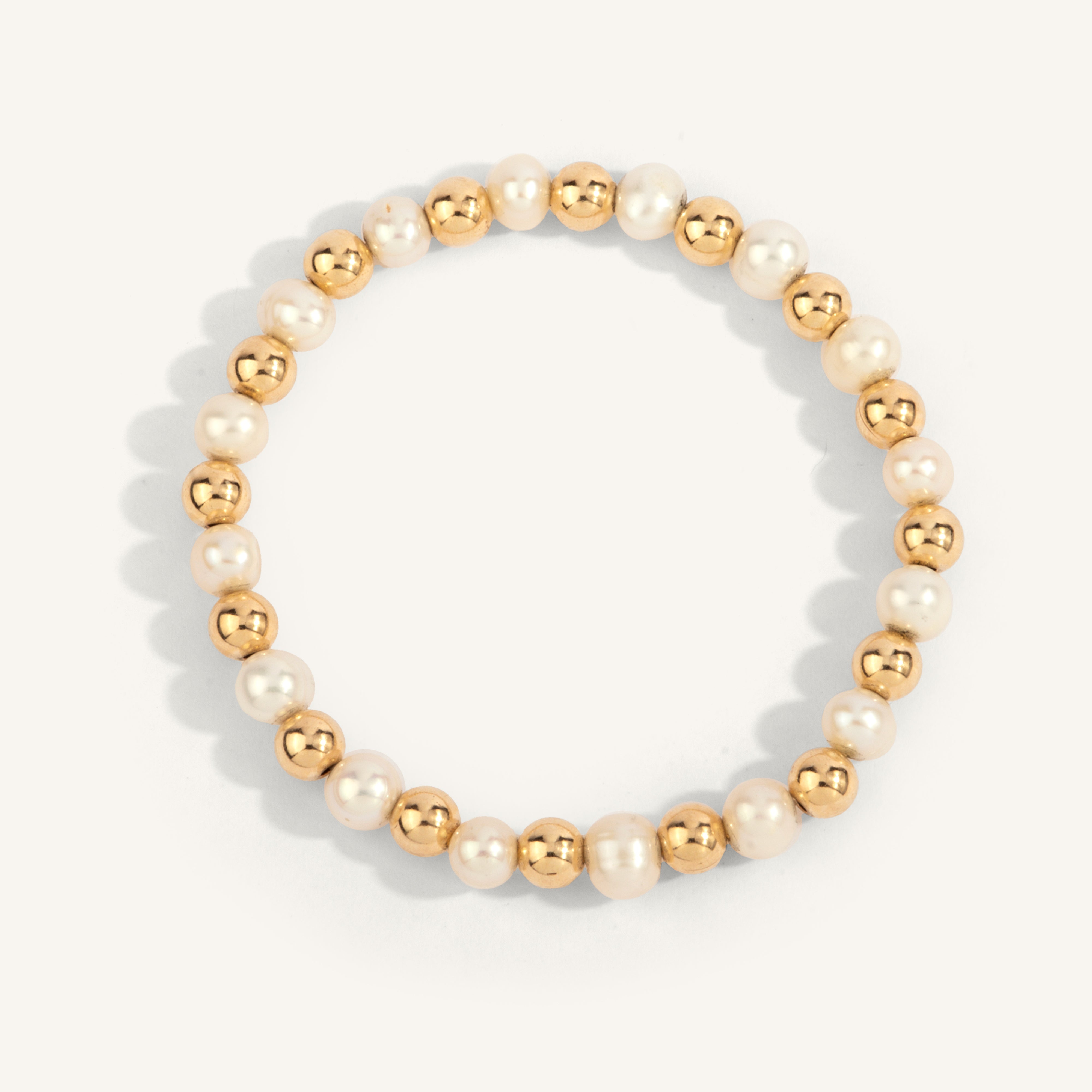 Pearl & 14kt Gold Filled Harmony Gemstone Bead Bracelet - 6MM