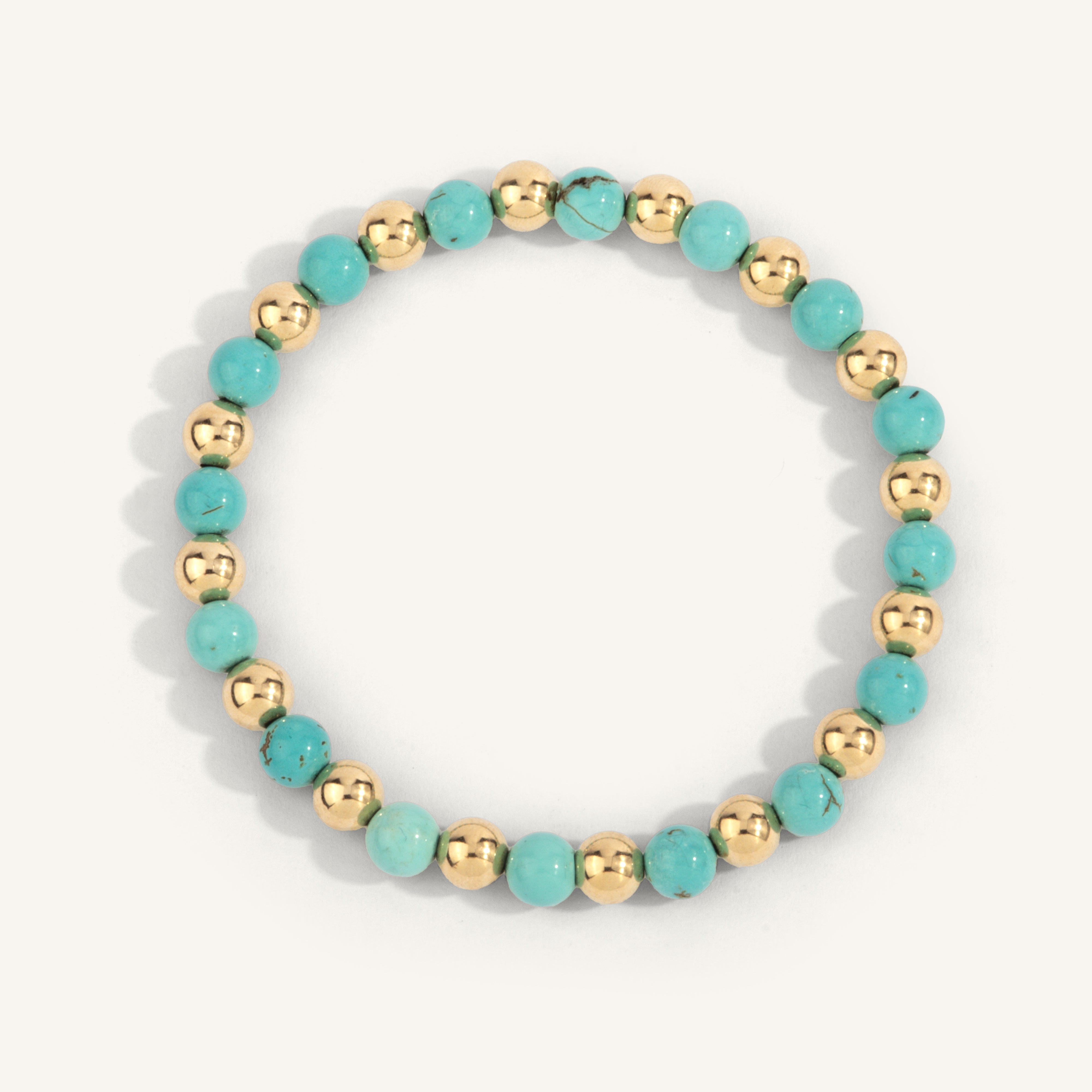 Blue Howlite & 14kt Gold Filled Harmony Gemstone Bead Bracelet - 6MM