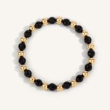 Black Agate & 14kt Gold Filled Harmony Gemstone Bead Bracelet - 6MM