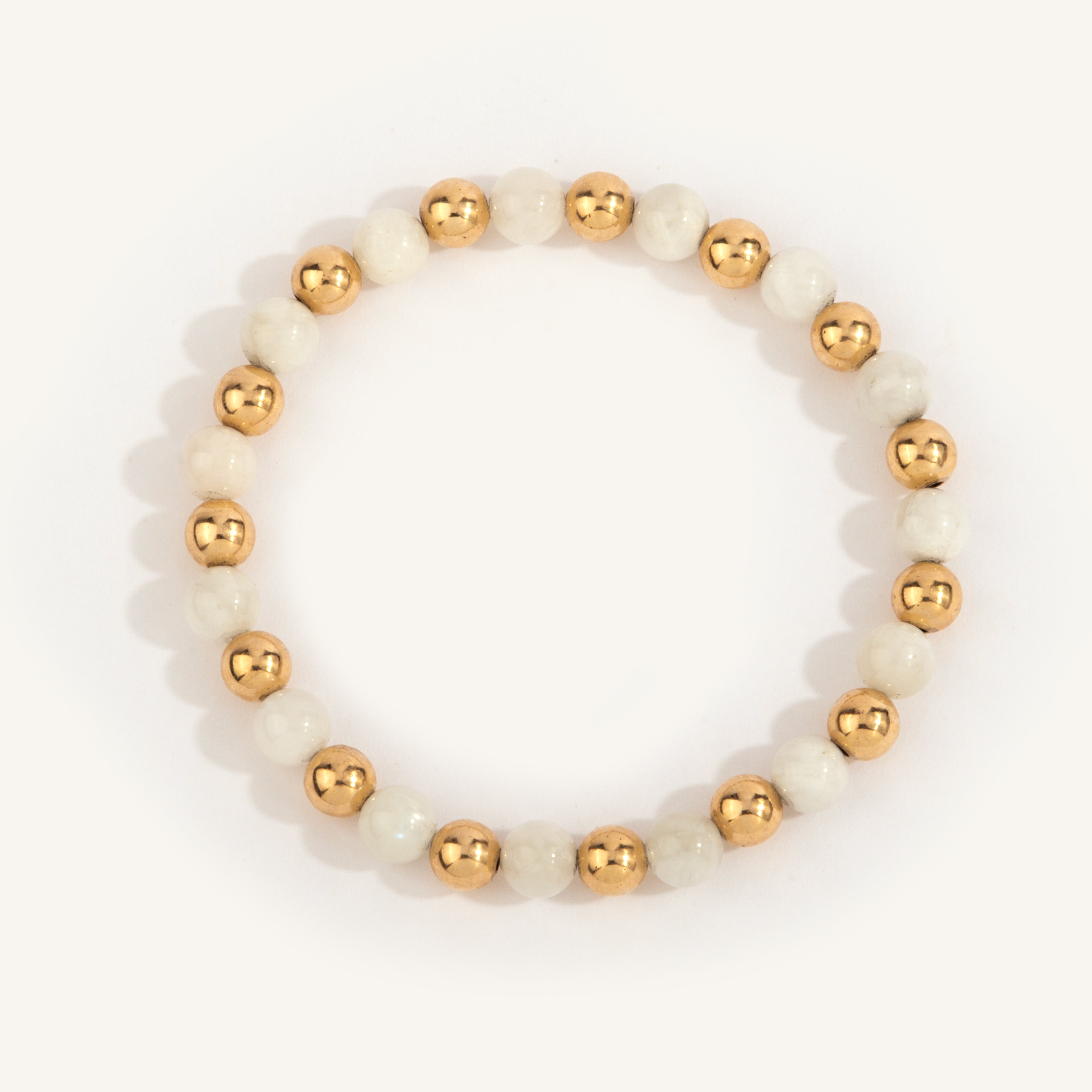 Moonstone & 14kt Gold Filled Harmony Gemstone Bead Bracelet - 6MM