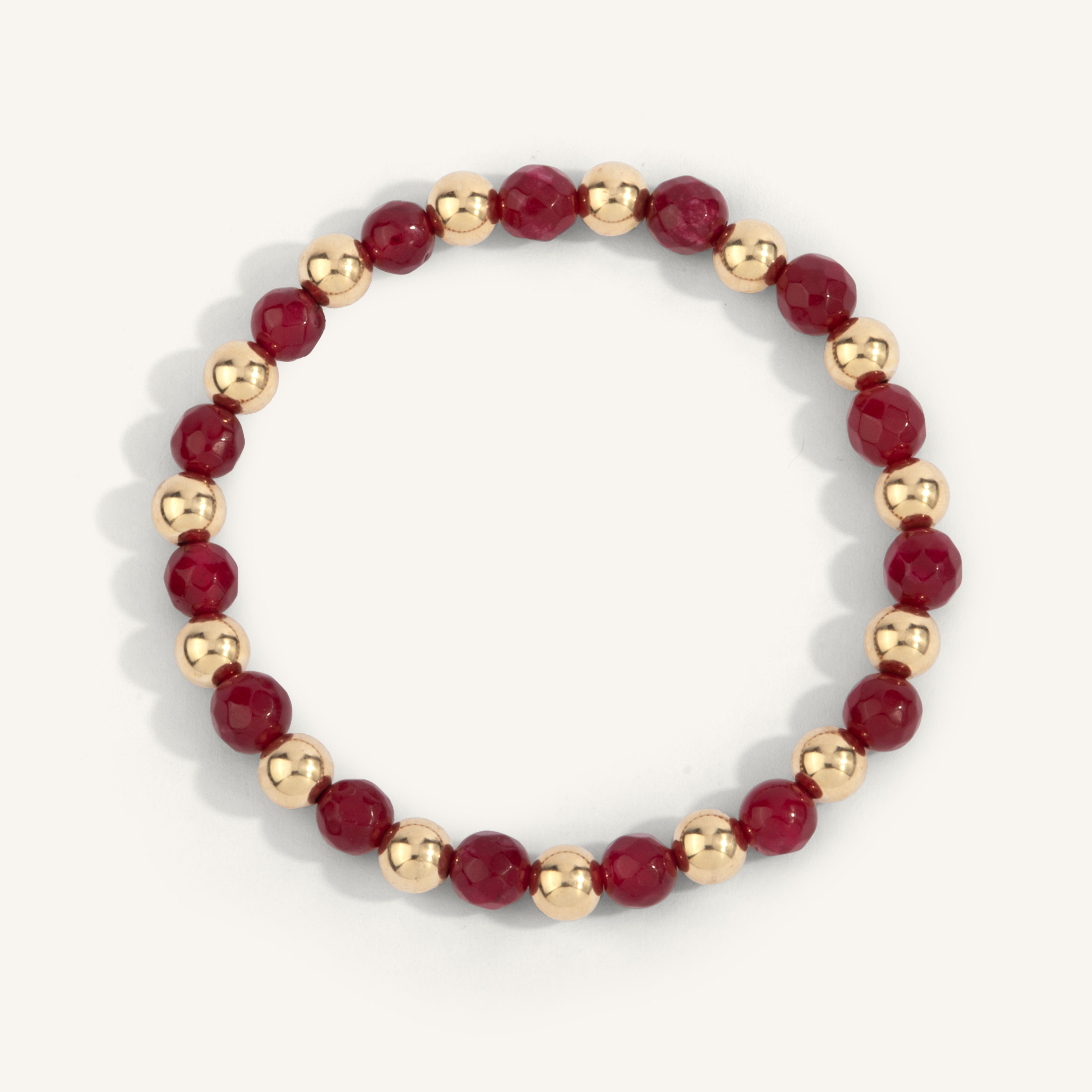 Ruby & 14kt Gold Filled Harmony Gemstone Bead Bracelet - 6MM