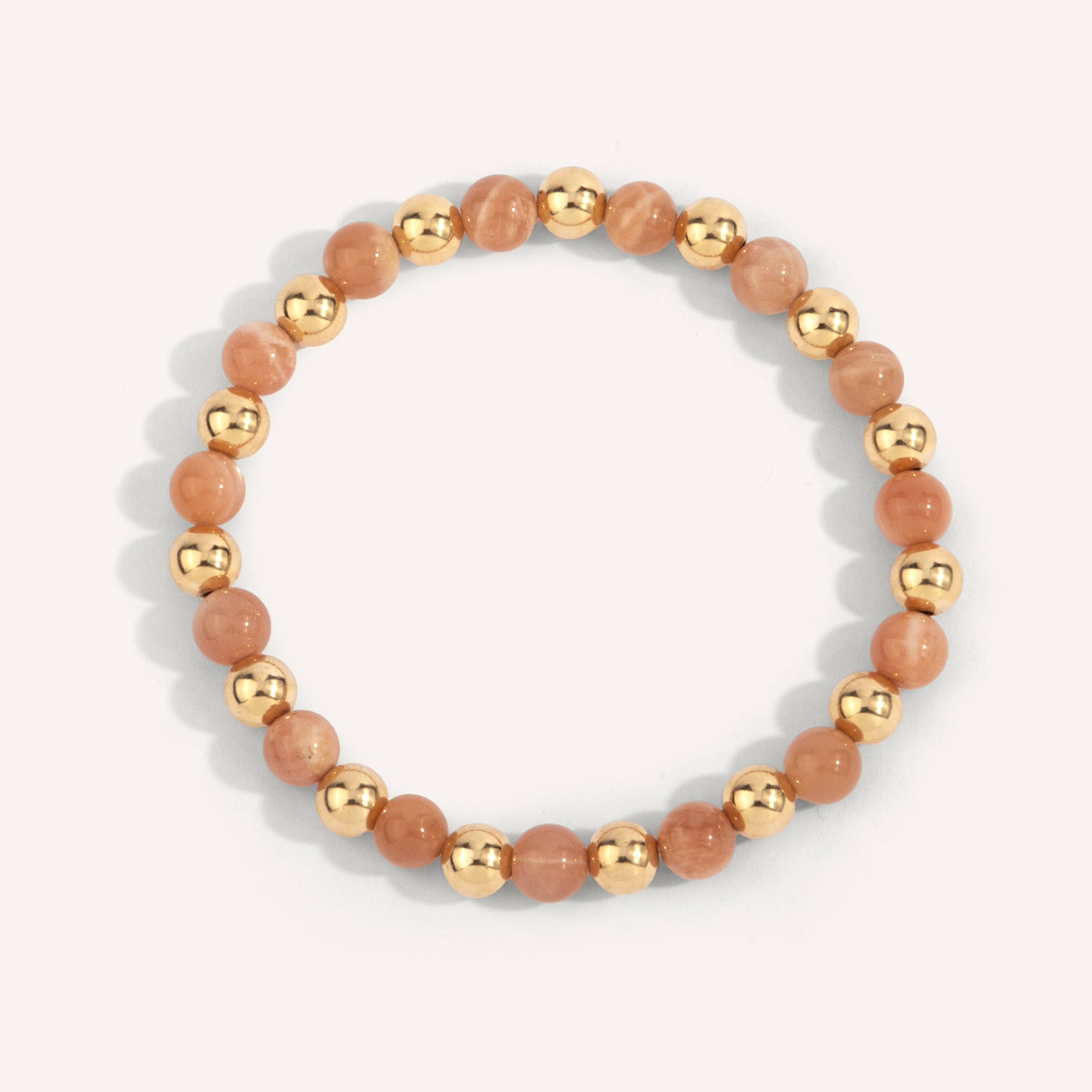 Peach Moonstone & 14kt Gold Filled Harmony Gemstone Bead Bracelet - 6MM