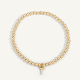 14kt Gold Filled Initial "T" Shine Bright Bead Bracelet - 4MM