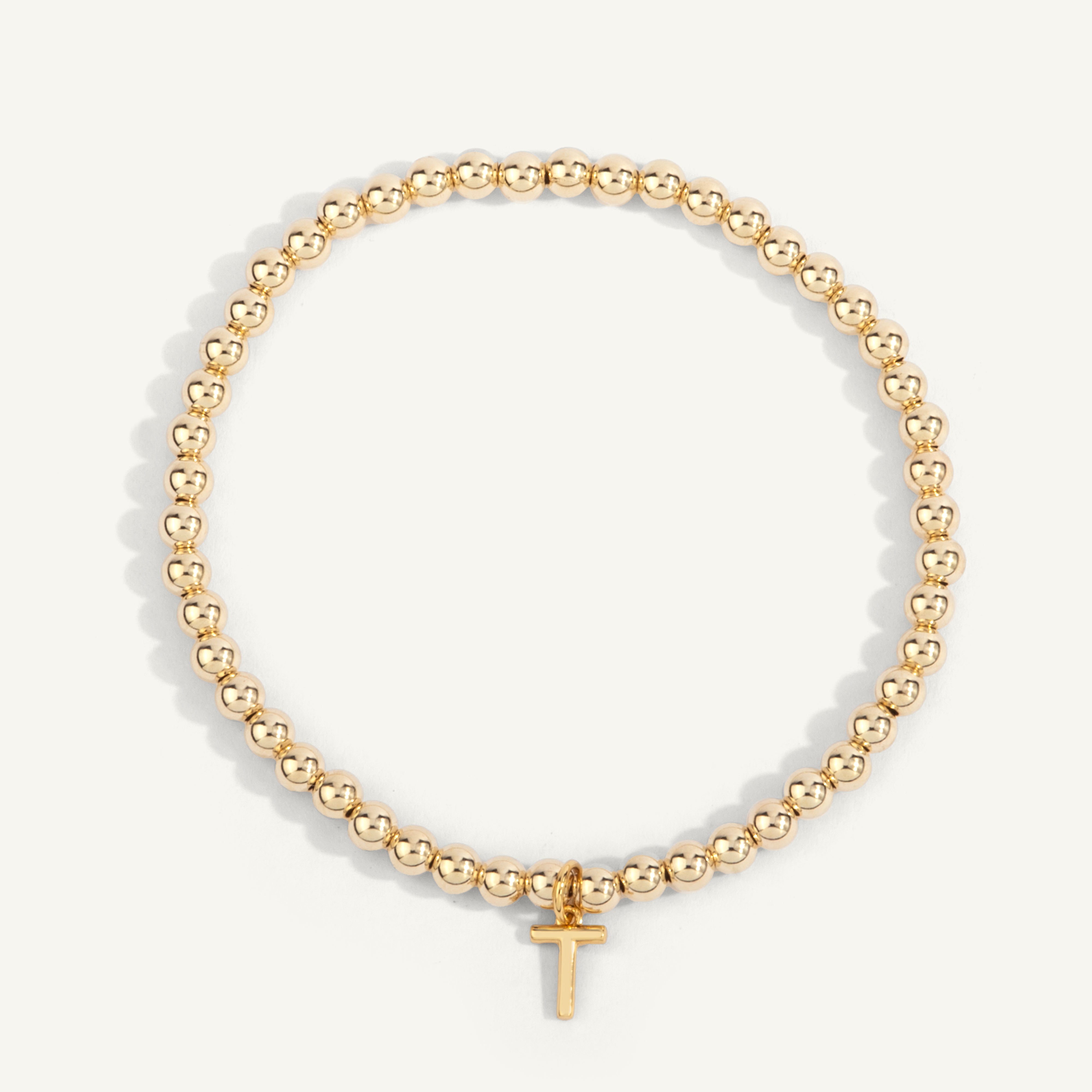 14kt Gold Filled Initial "T" Shine Bright Bead Bracelet - 4MM