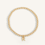 14kt Gold Filled Initial "R" Shine Bright Bead Bracelet - 4MM