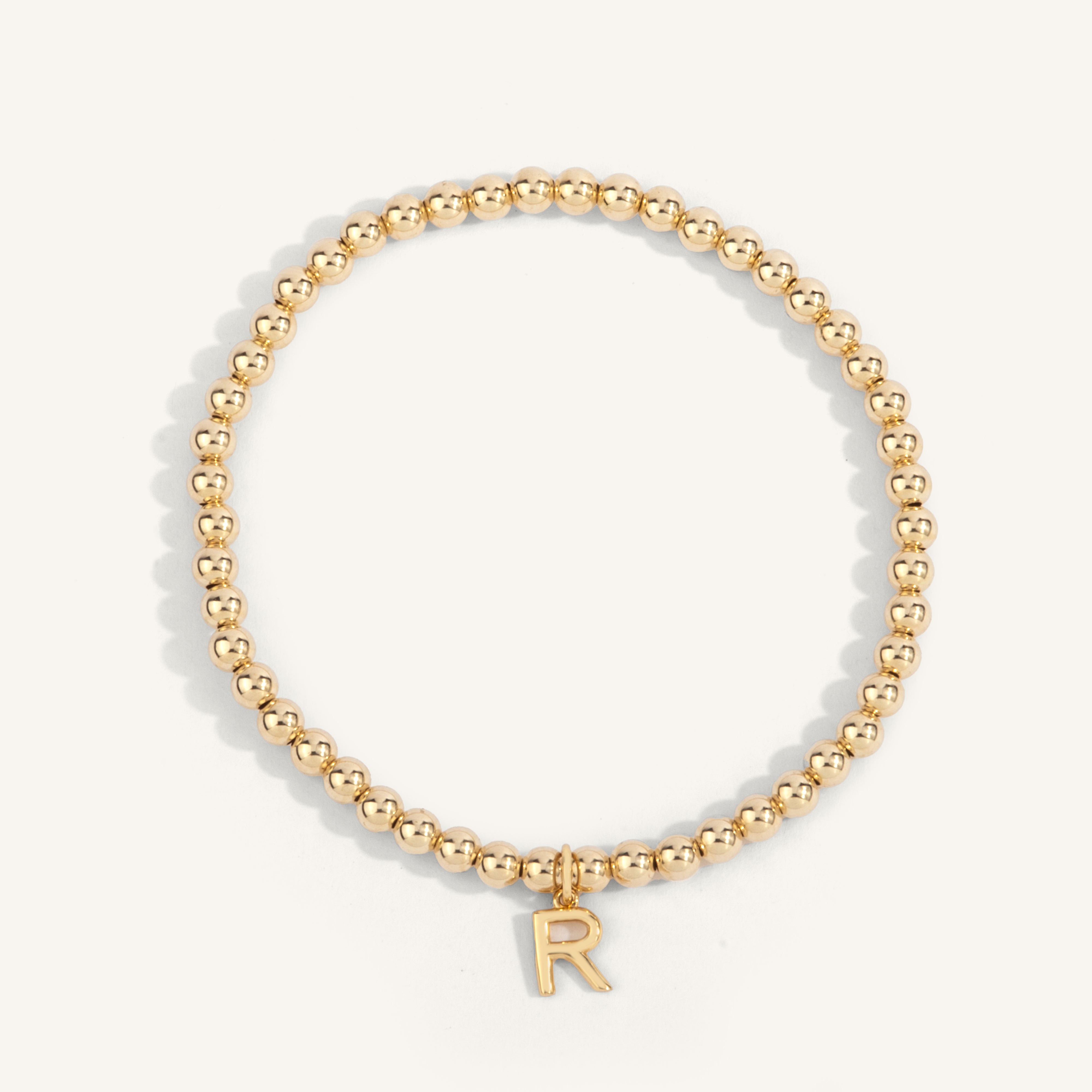 14kt Gold Filled Initial "R" Shine Bright Bead Bracelet - 4MM