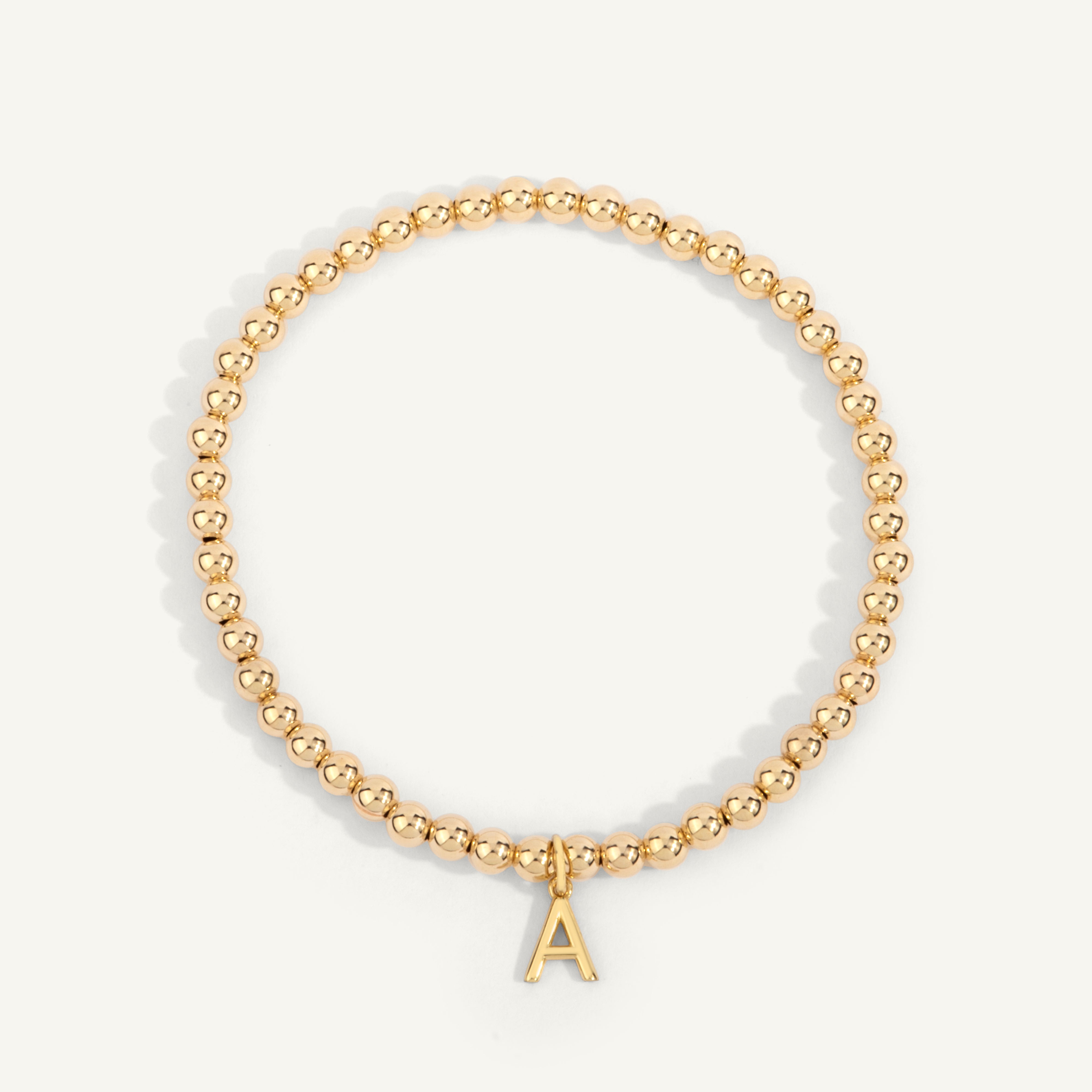 14kt Gold Filled Initial "A" Shine Bright Bead Bracelet - 4MM