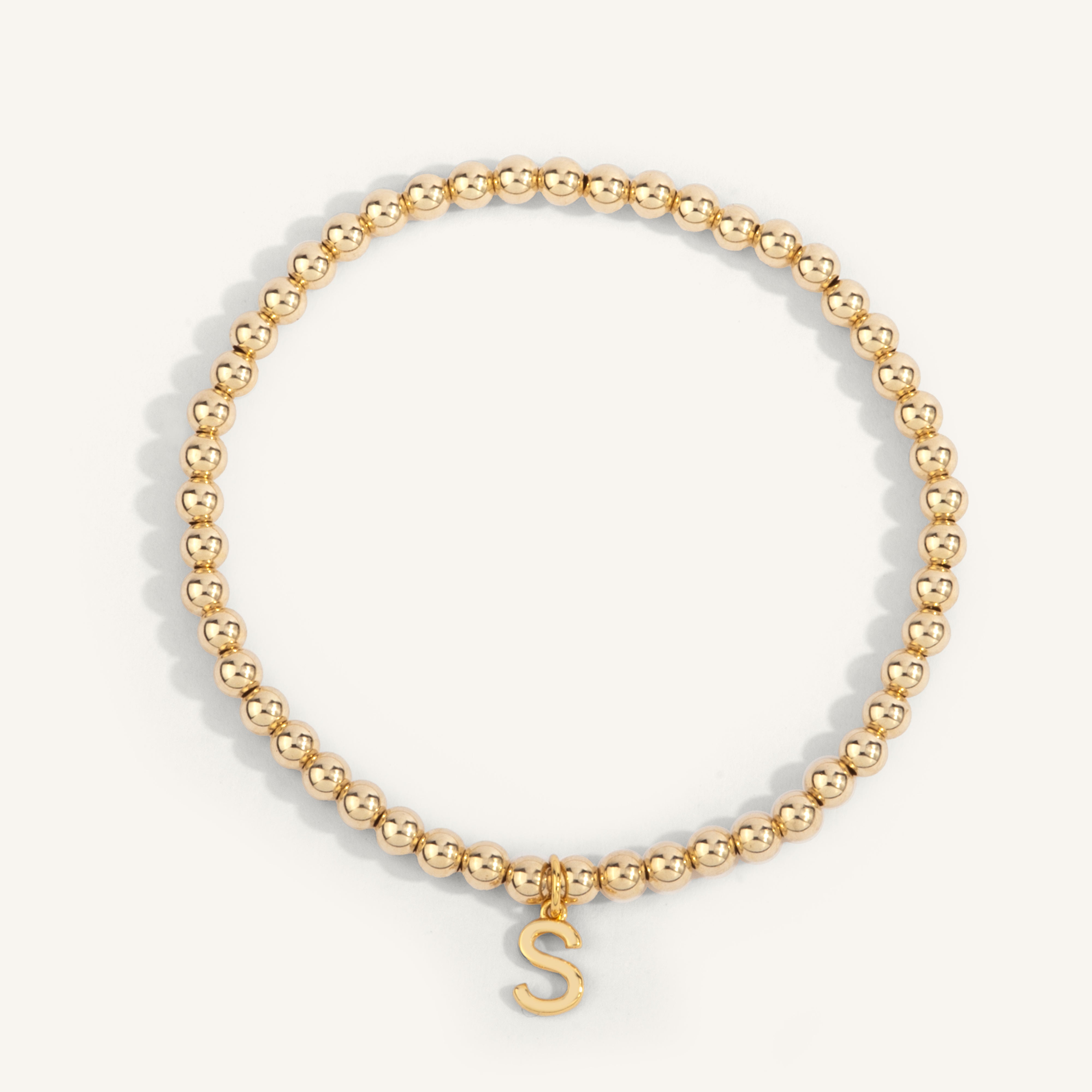 14kt Gold Filled Initial "S" Shine Bright Bead Bracelet - 4MM