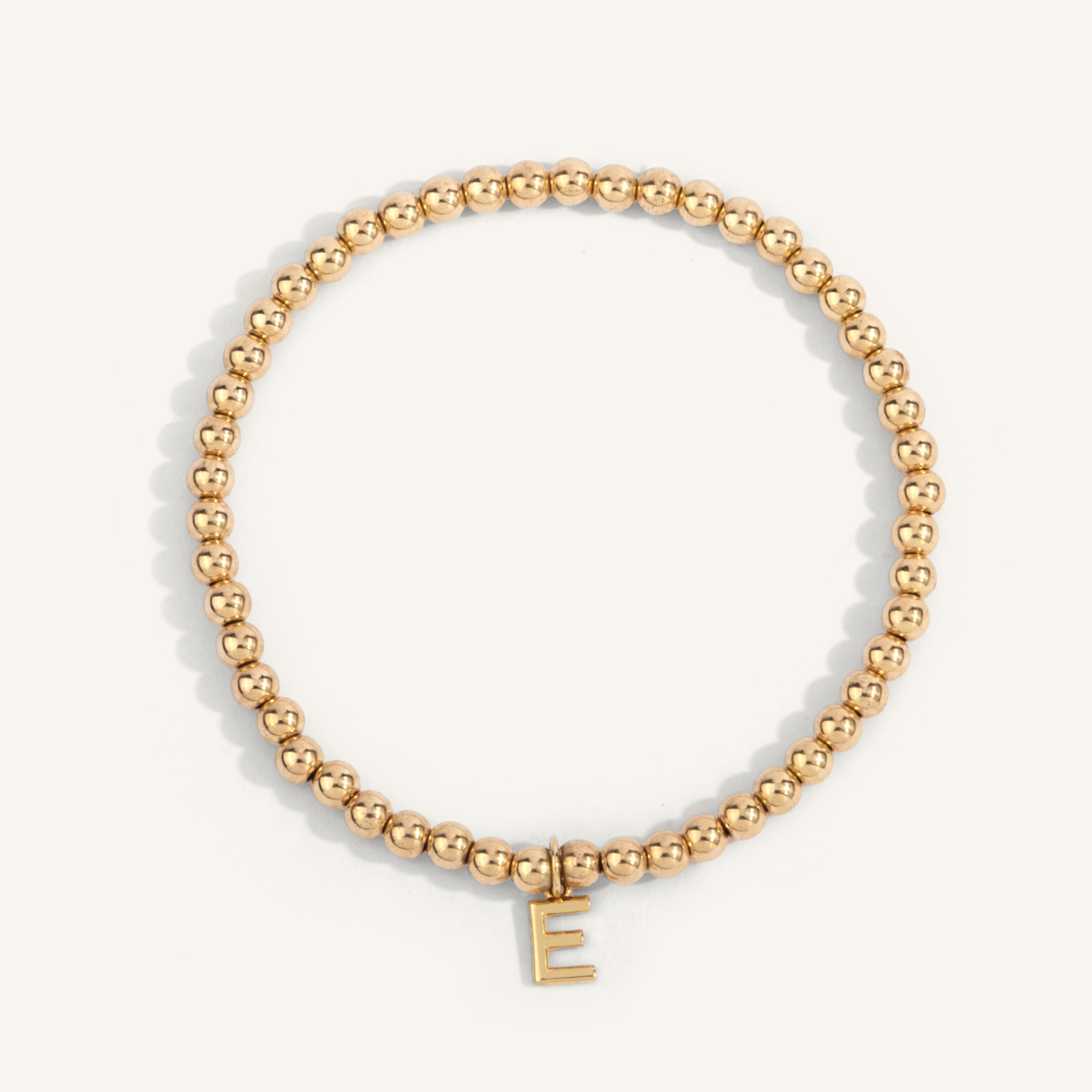 14kt Gold Filled Initial "E" Shine Bright Bead Bracelet - 4MM