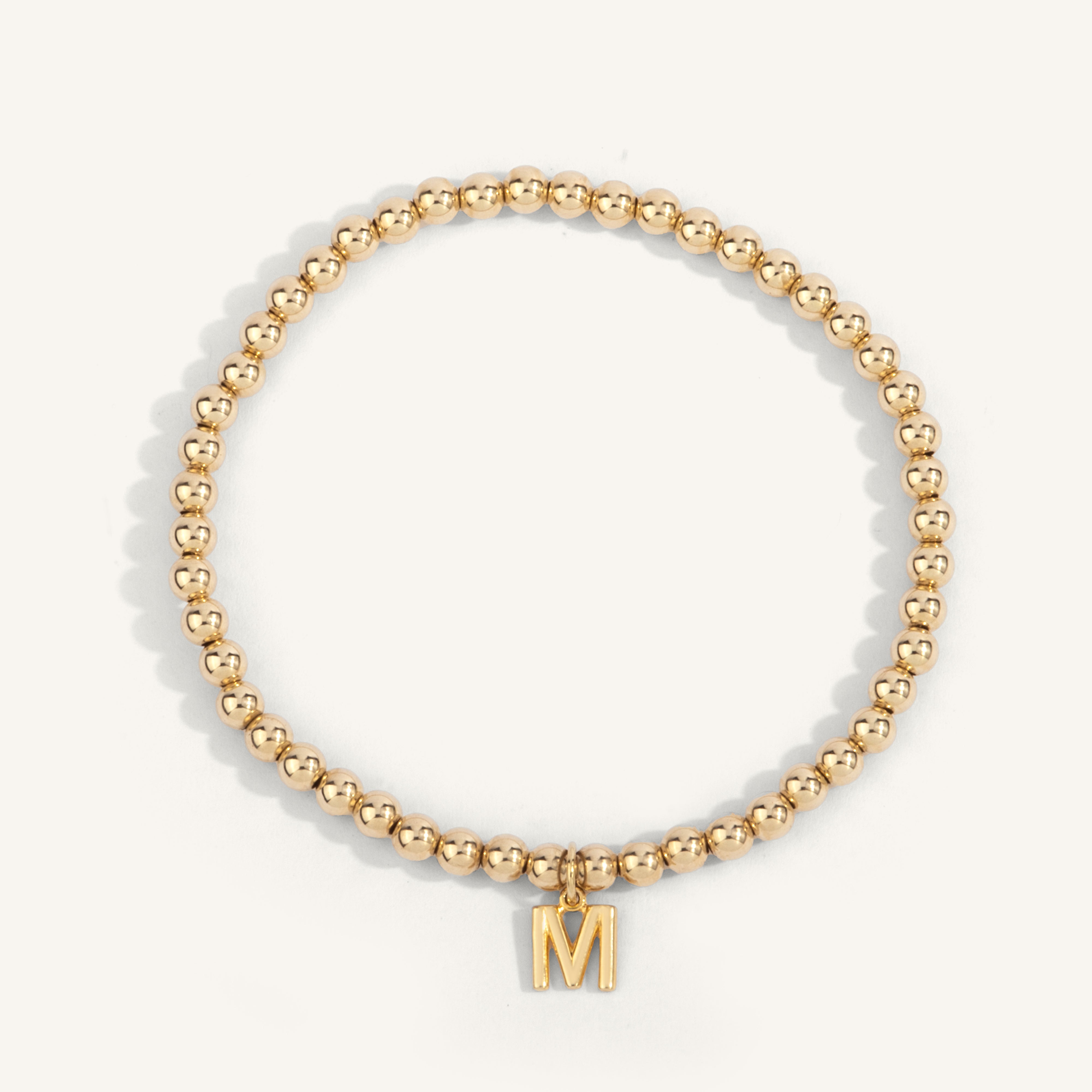 14kt Gold Filled Initial "M" Shine Bright Bead Bracelet - 4MM