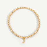 14kt Gold Filled Initial "J" Shine Bright Bead Bracelet - 4MM