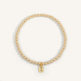 14kt Gold Filled Initial "B" Shine Bright Bead Bracelet - 4MM